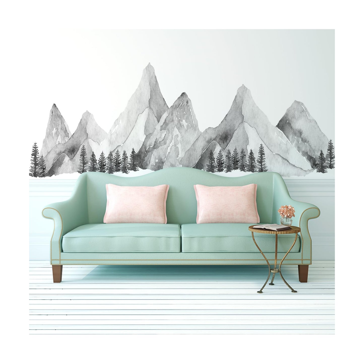 Large Mountain Wall Decals / Gray