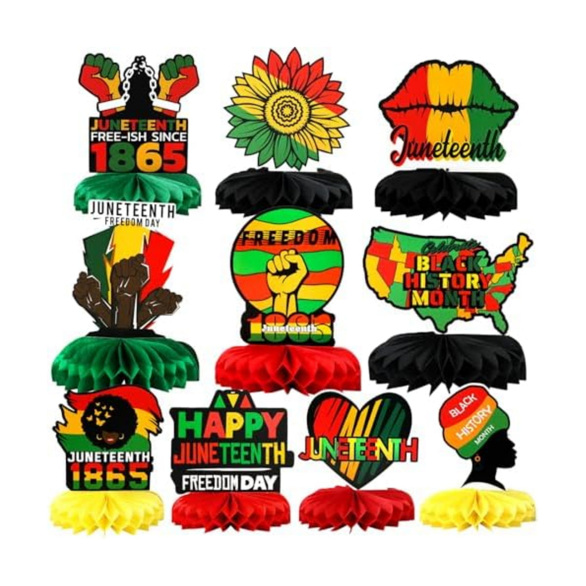 Juneteenth Decorations, Free-ish Since 1865 Honeycomb Centerpiece
