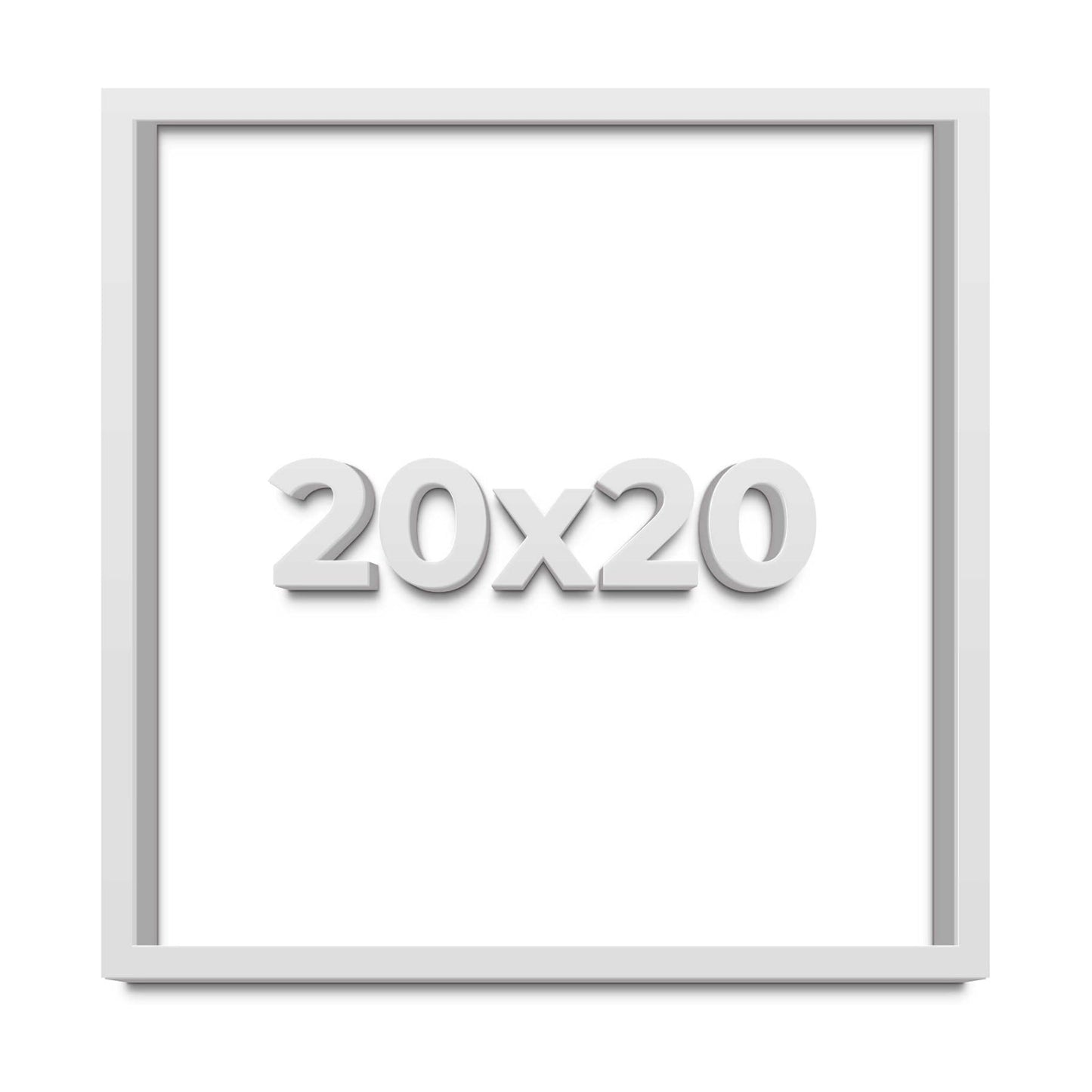 20x20 White Shadow Box Solid Wood Box Frame with Acid-Free Backing UV Acrylic & Hanging Hardware with 0.75" Usable