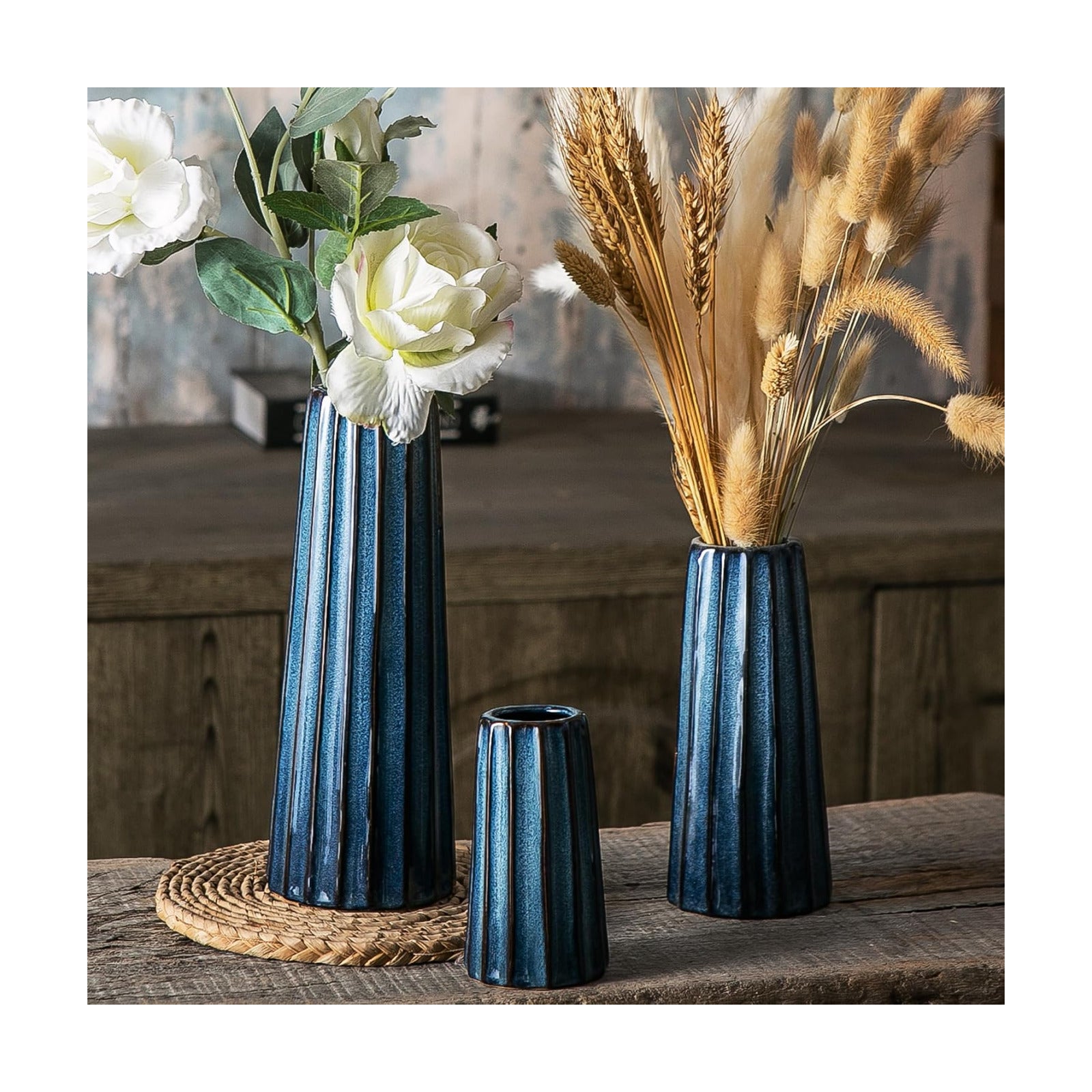 Ceramic Vase / Modern Vases / Blue / Set of 3