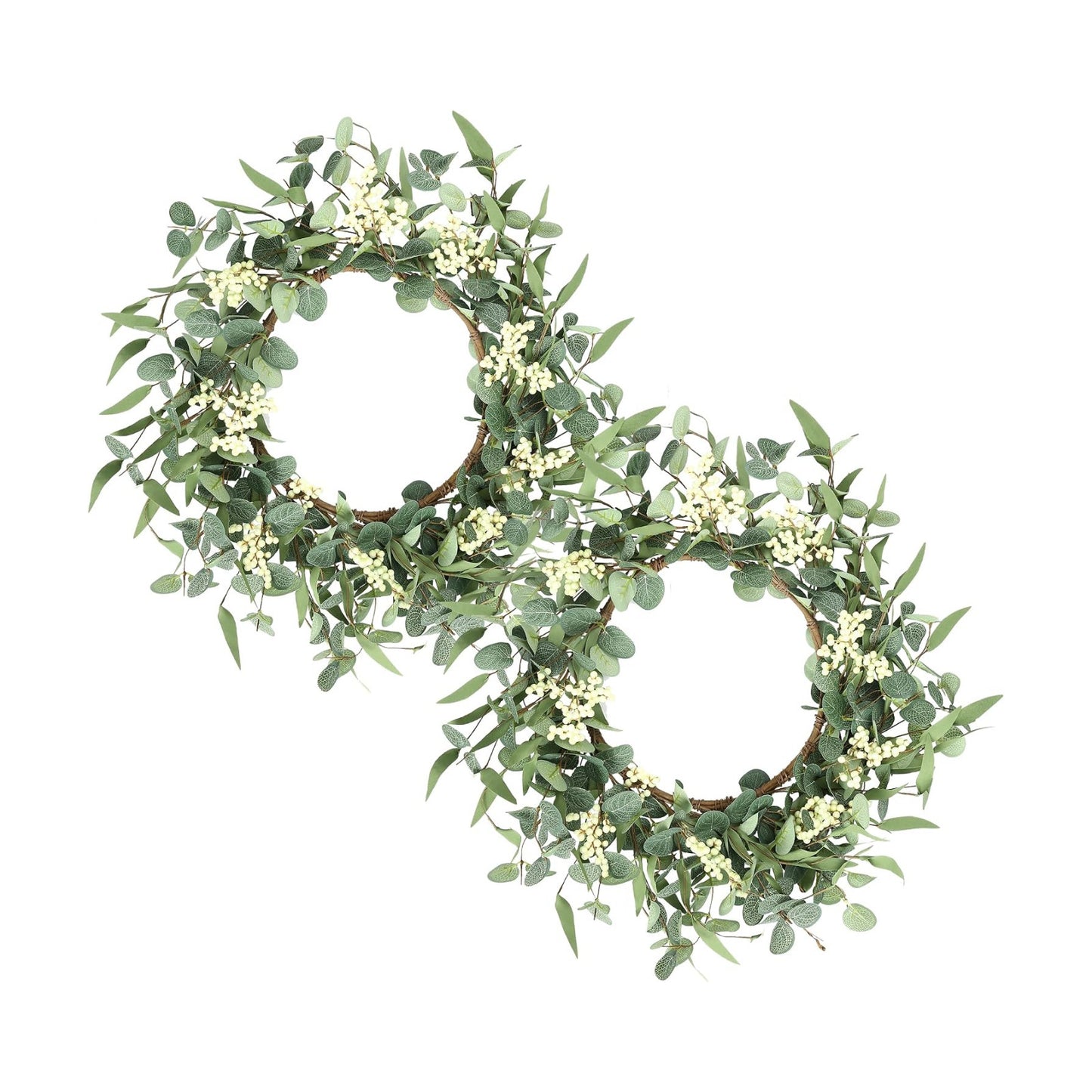 Pinkpum 2 Pack Wreaths for Front Door 20'' Christmas Eucalyptus Wreath, Spring Summer Door Green Wreath for Home Porch