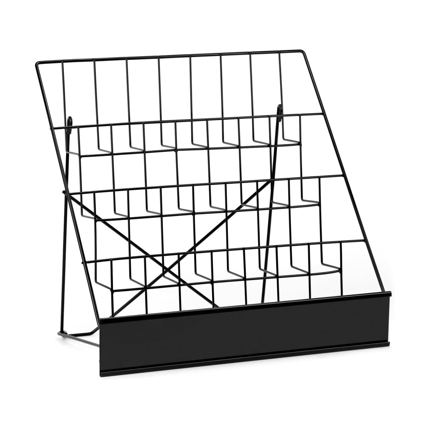 QWORK 4-Tiered Metal Book Display Stand,18.4 x 16.6 x 14.5, Book Signing Wire Rack, Tabletop CD Display Magazine Rack