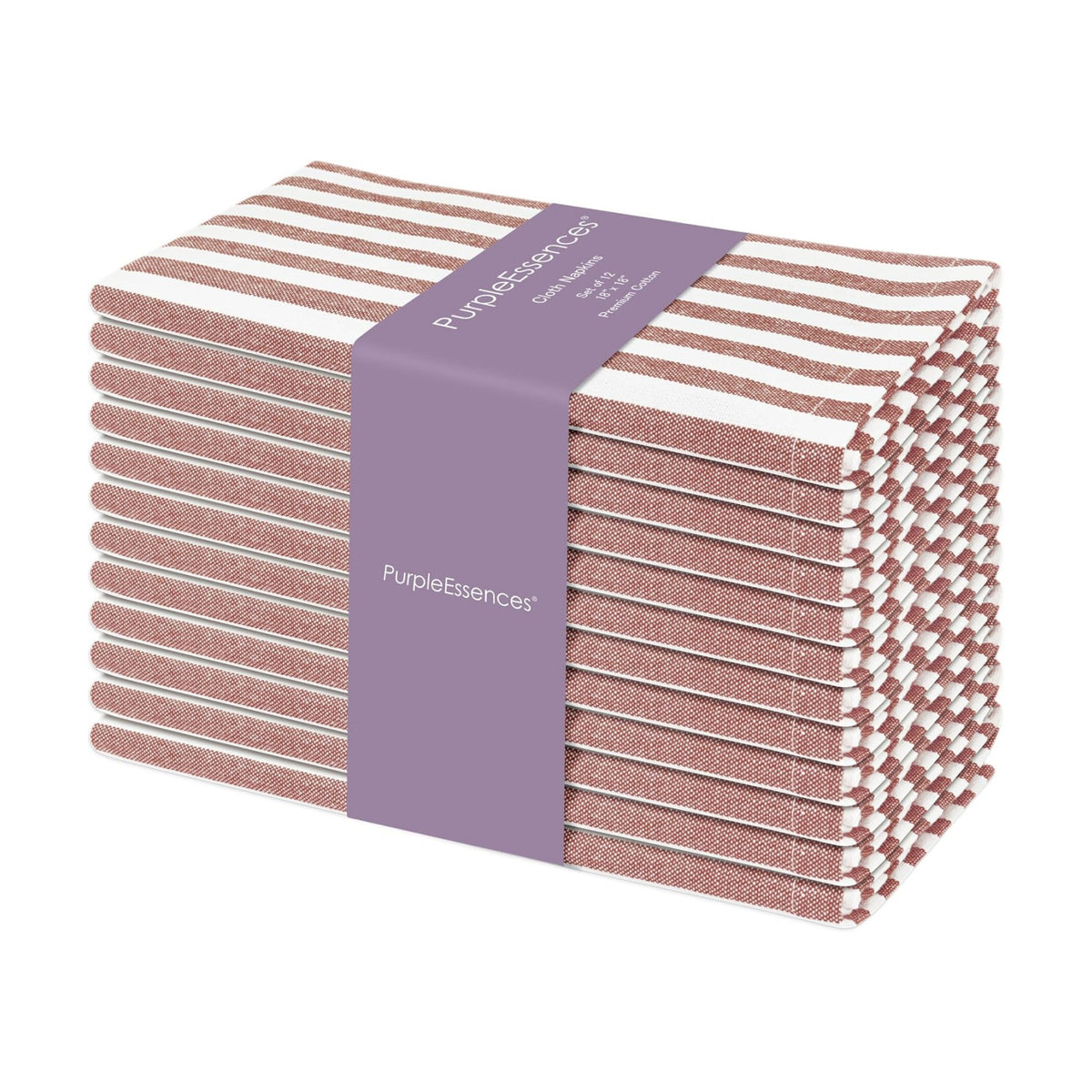 Plain Striped Cloth Napkins - Set of 12-100% Cotton - 18 x 18 Inch - Spring Easter Summer and Perfect Everyday Use