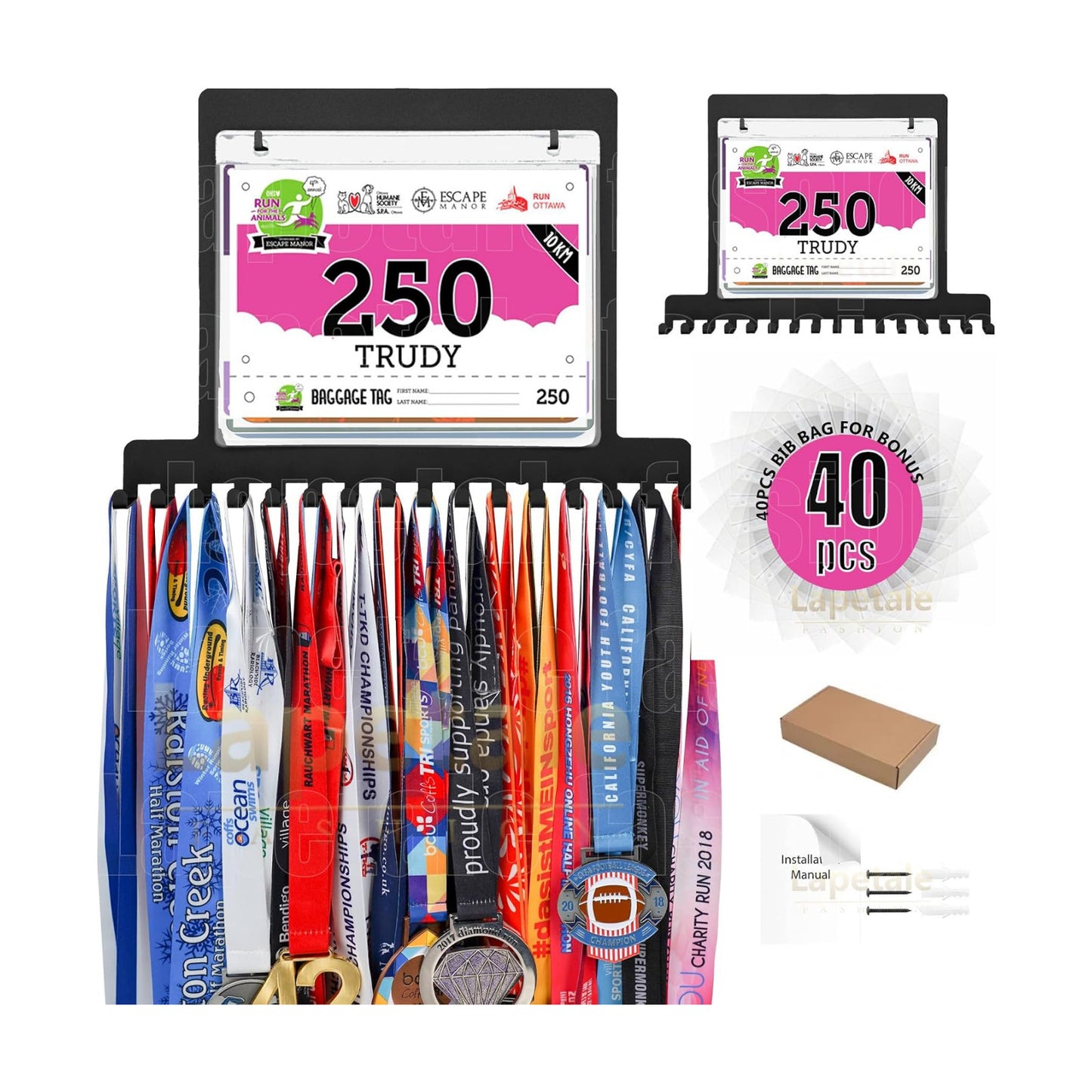 Race Medal and Bib Display,Running Bib and Medal Display and Runner Medal Hanger Display,Medal and Bib Hanger Display