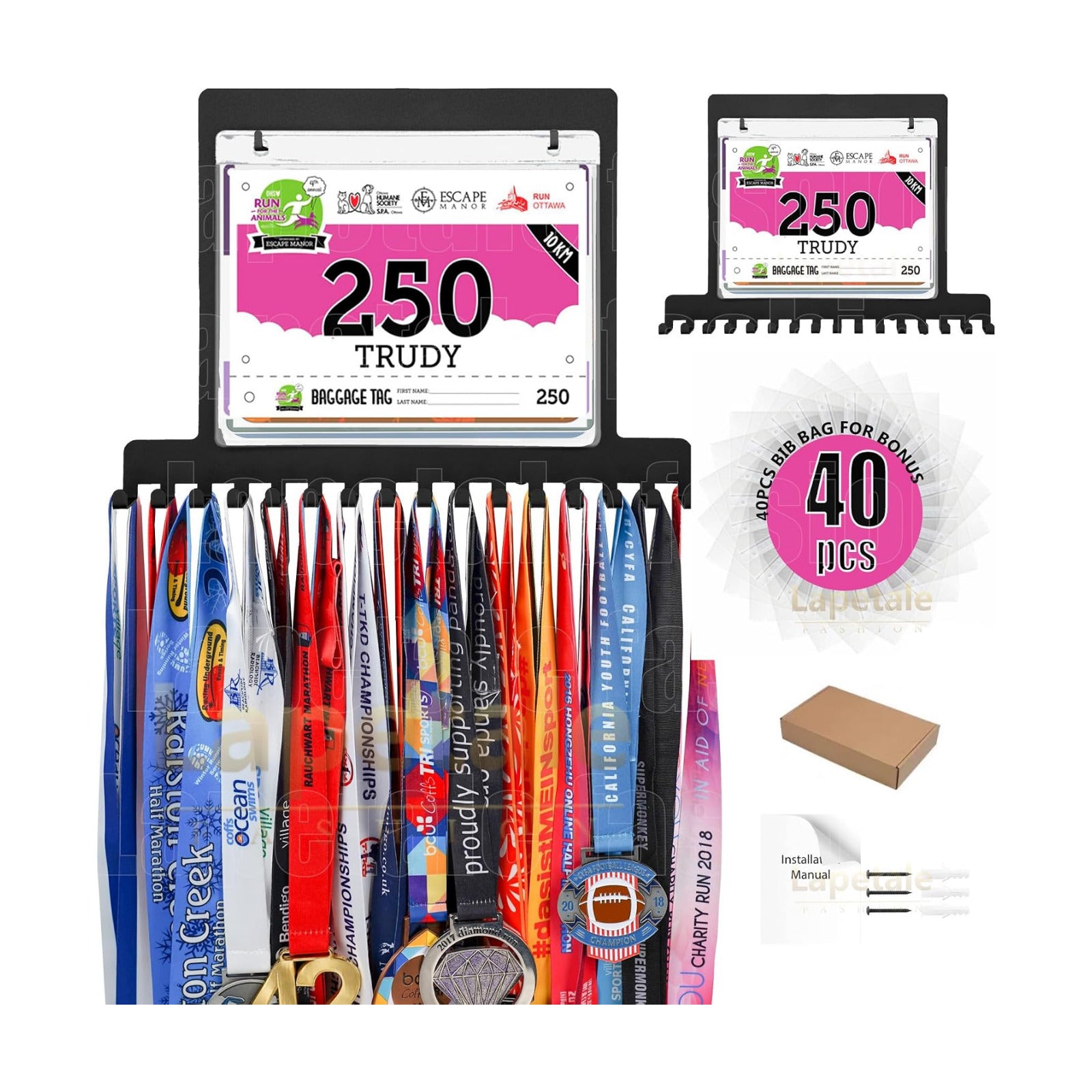 Race Medal and Bib Display,Running Bib and Medal Display and Runner Medal Hanger Display,Medal and Bib Hanger Display