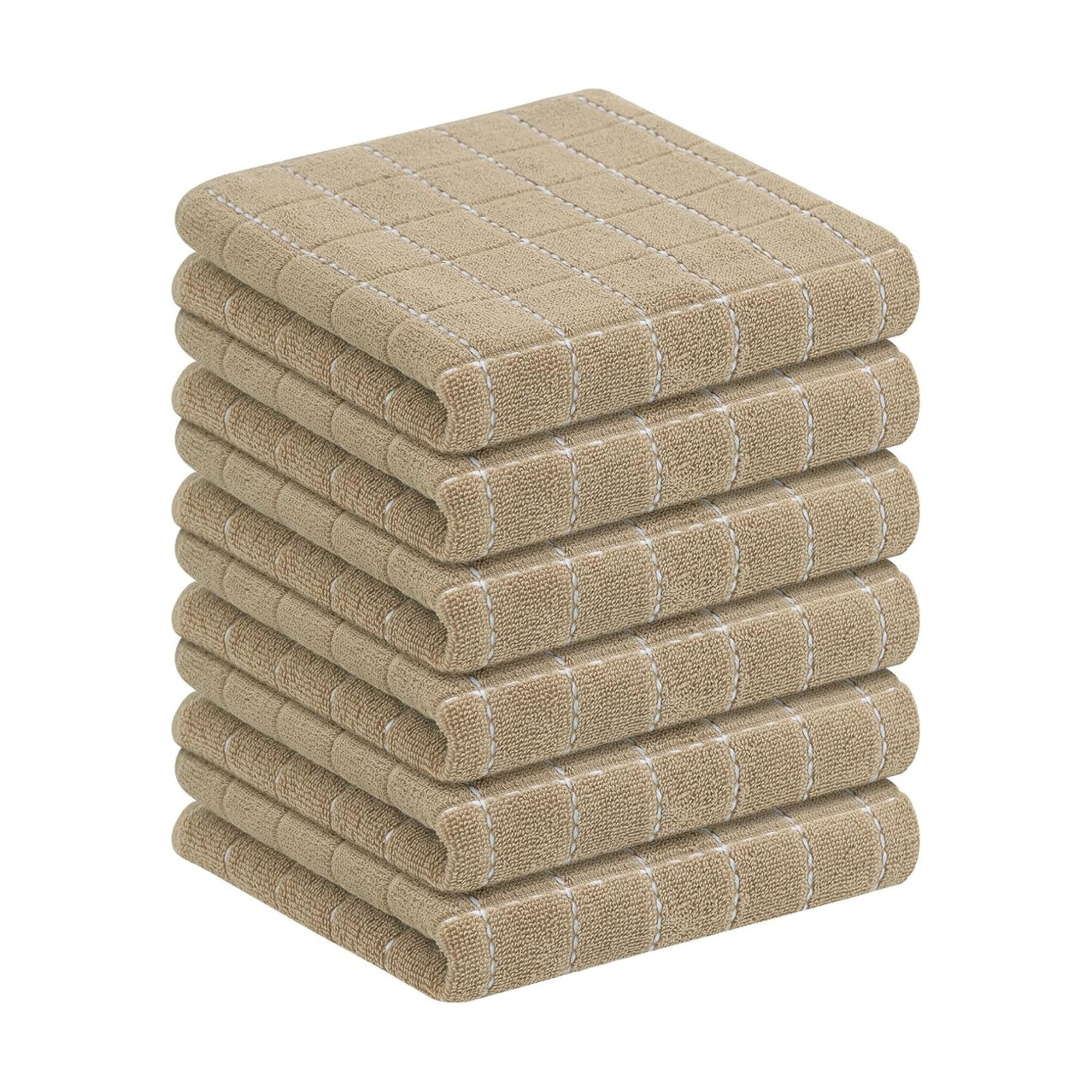 Homaxy 100% Cotton Terry Kitchen Towels, 6 Pack, Tan | Ultra Soft and Absorbent Dish Towels for Kitchen, Suitable for