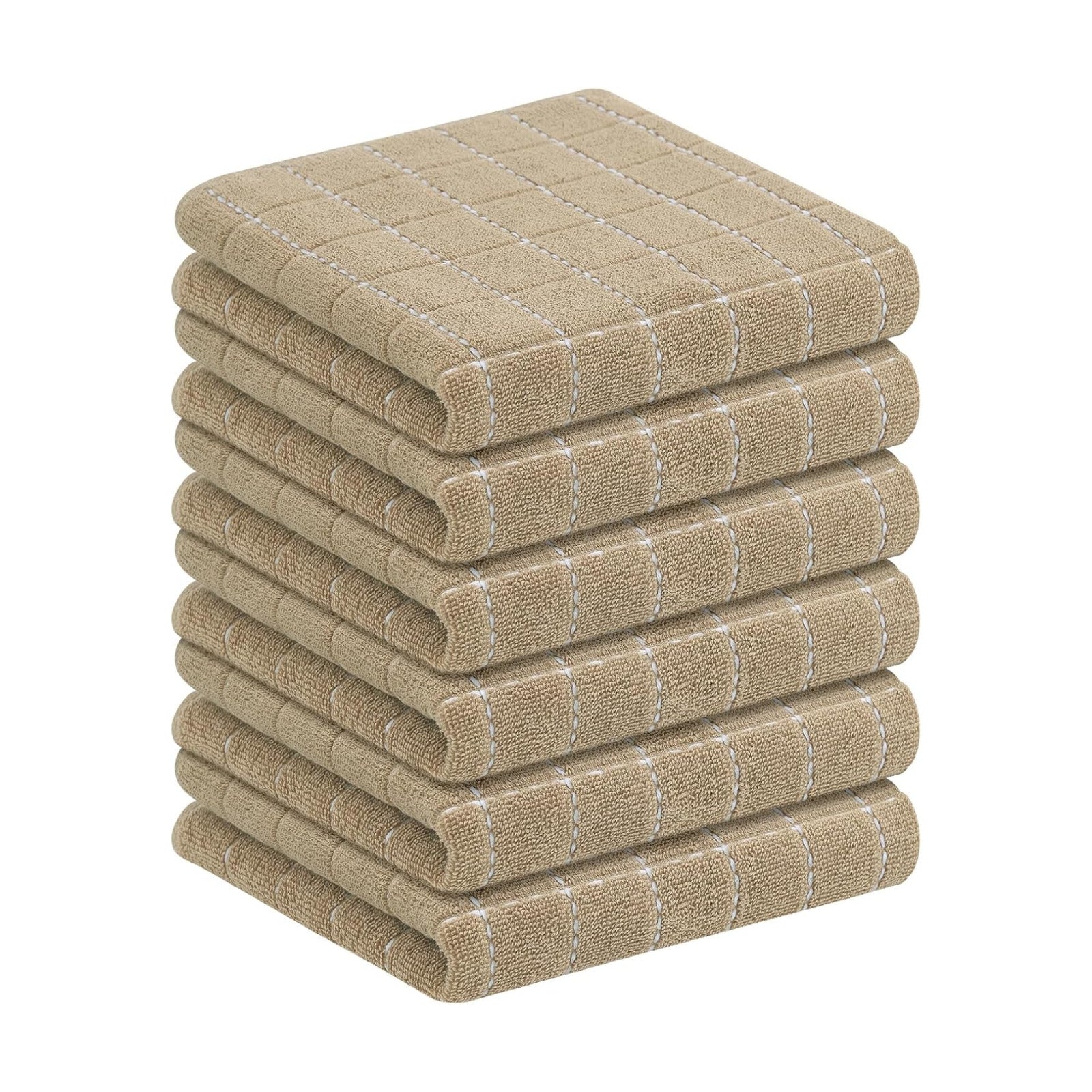 Homaxy 100% Cotton Terry Kitchen Towels, 6 Pack, Tan | Ultra Soft and Absorbent Dish Towels for Kitchen, Suitable for