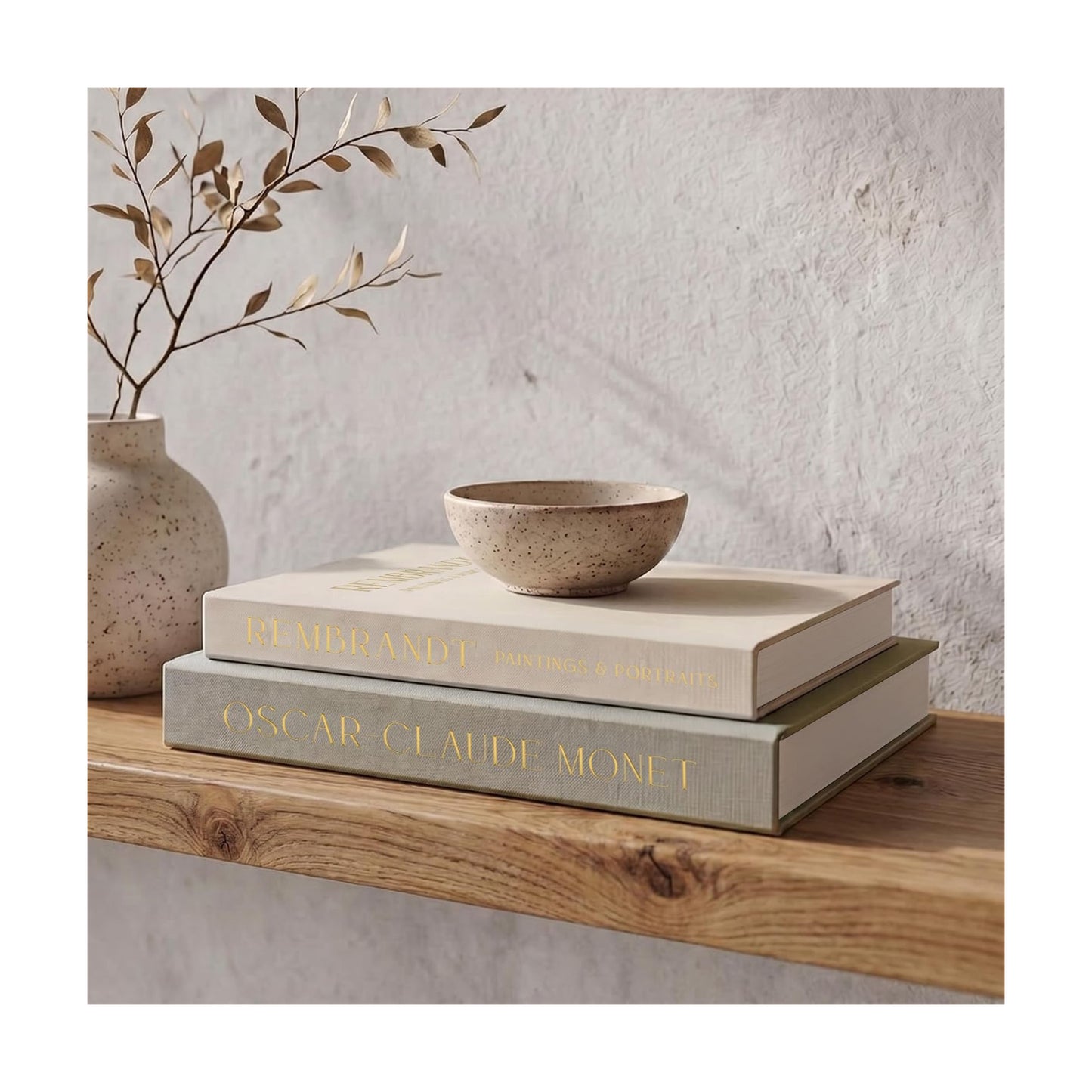 Decorative Linen Books / Sage-beige / Set of 2