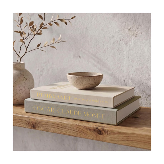 Decorative Linen Books / Sage-beige / Set of 2