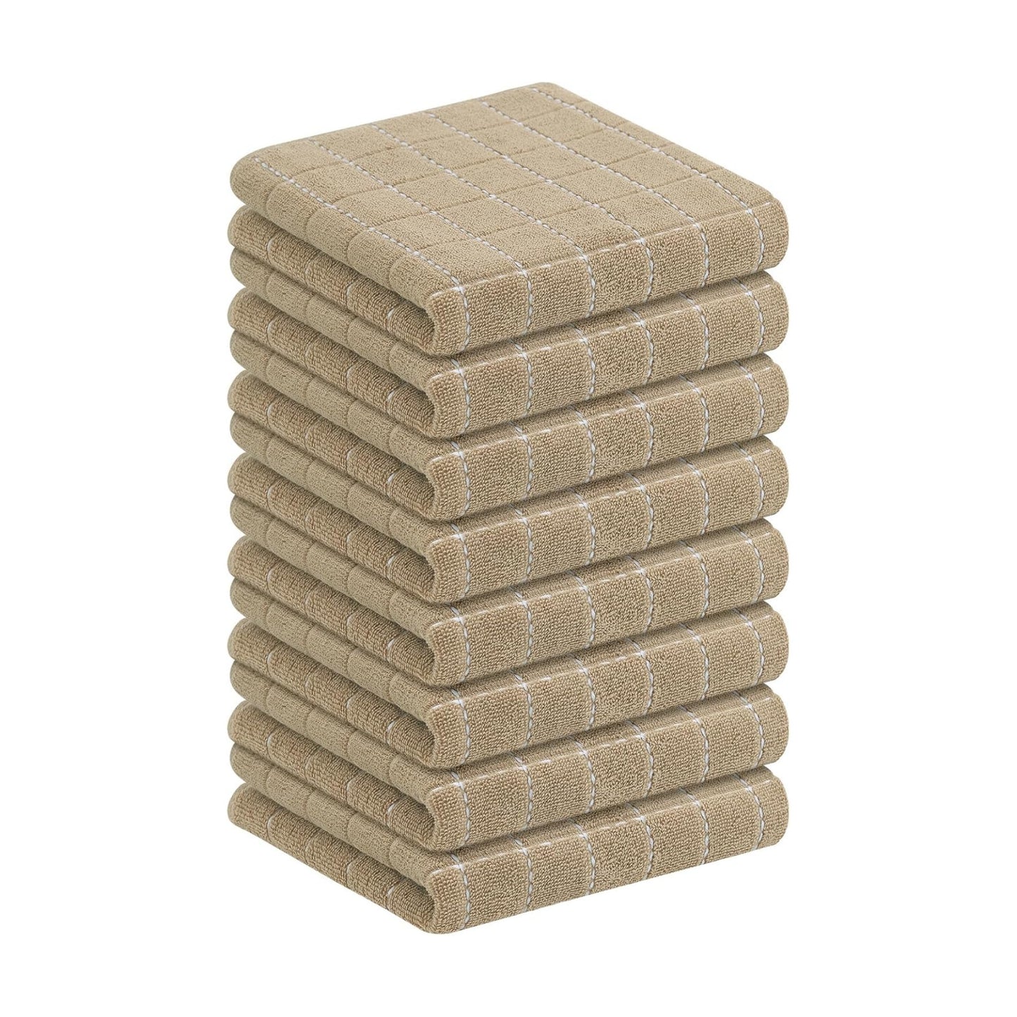 Homaxy 100% Cotton Terry Kitchen Towels, 8 Pack, Tan | Ultra Soft and Absorbent Dish Towels for Kitchen, Suitable for