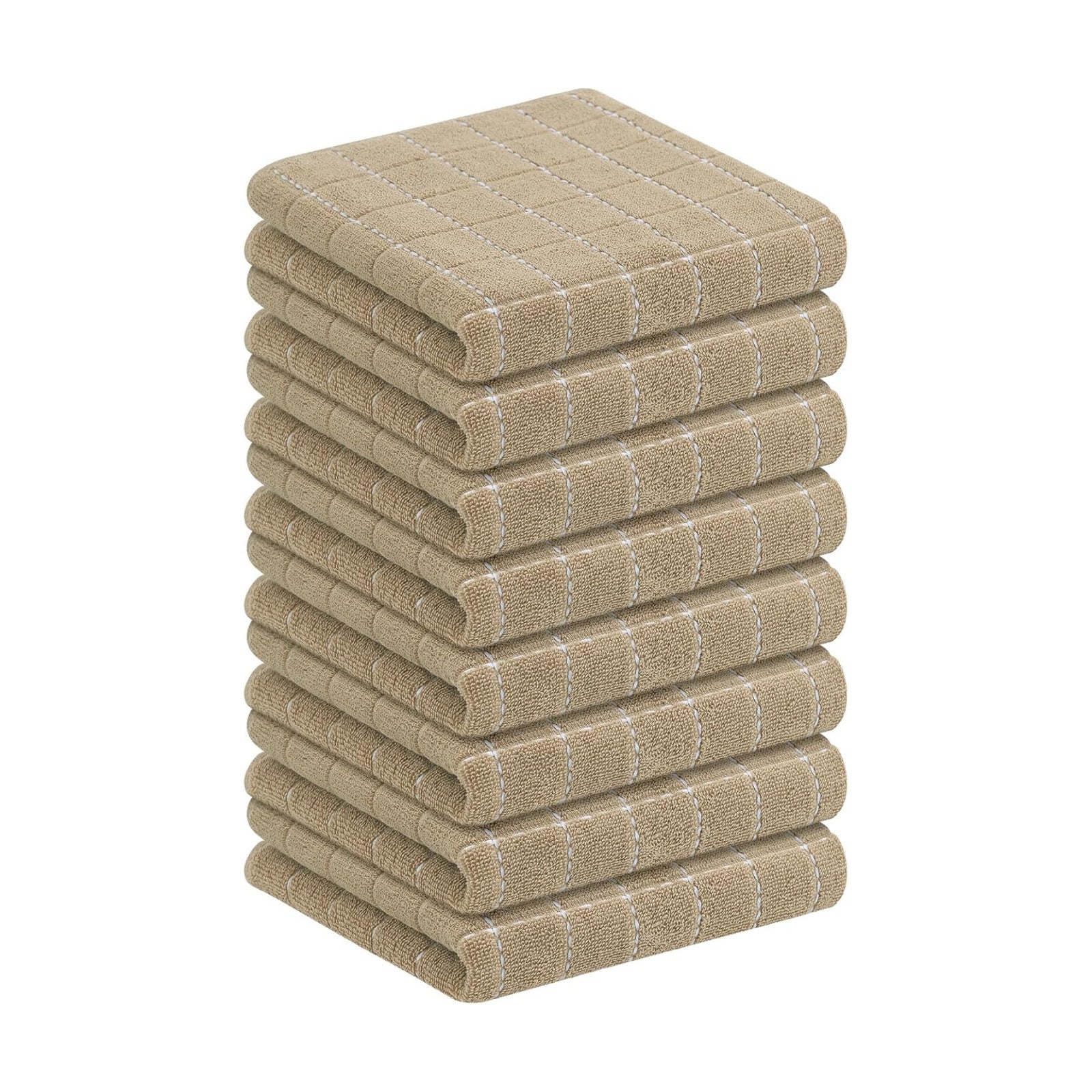 Homaxy 100% Cotton Terry Kitchen Towels, 8 Pack, Tan | Ultra Soft and Absorbent Dish Towels for Kitchen, Suitable for