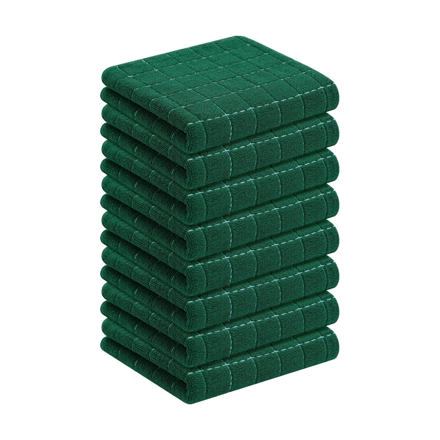 Homaxy 100% Cotton Terry Kitchen Towels, 8 Pack, Dark Green | Ultra Soft and Absorbent Dish Towels for Kitchen