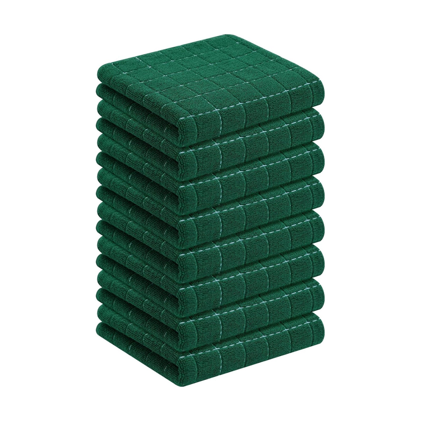 Homaxy 100% Cotton Terry Kitchen Towels, 8 Pack, Dark Green | Ultra Soft and Absorbent Dish Towels for Kitchen