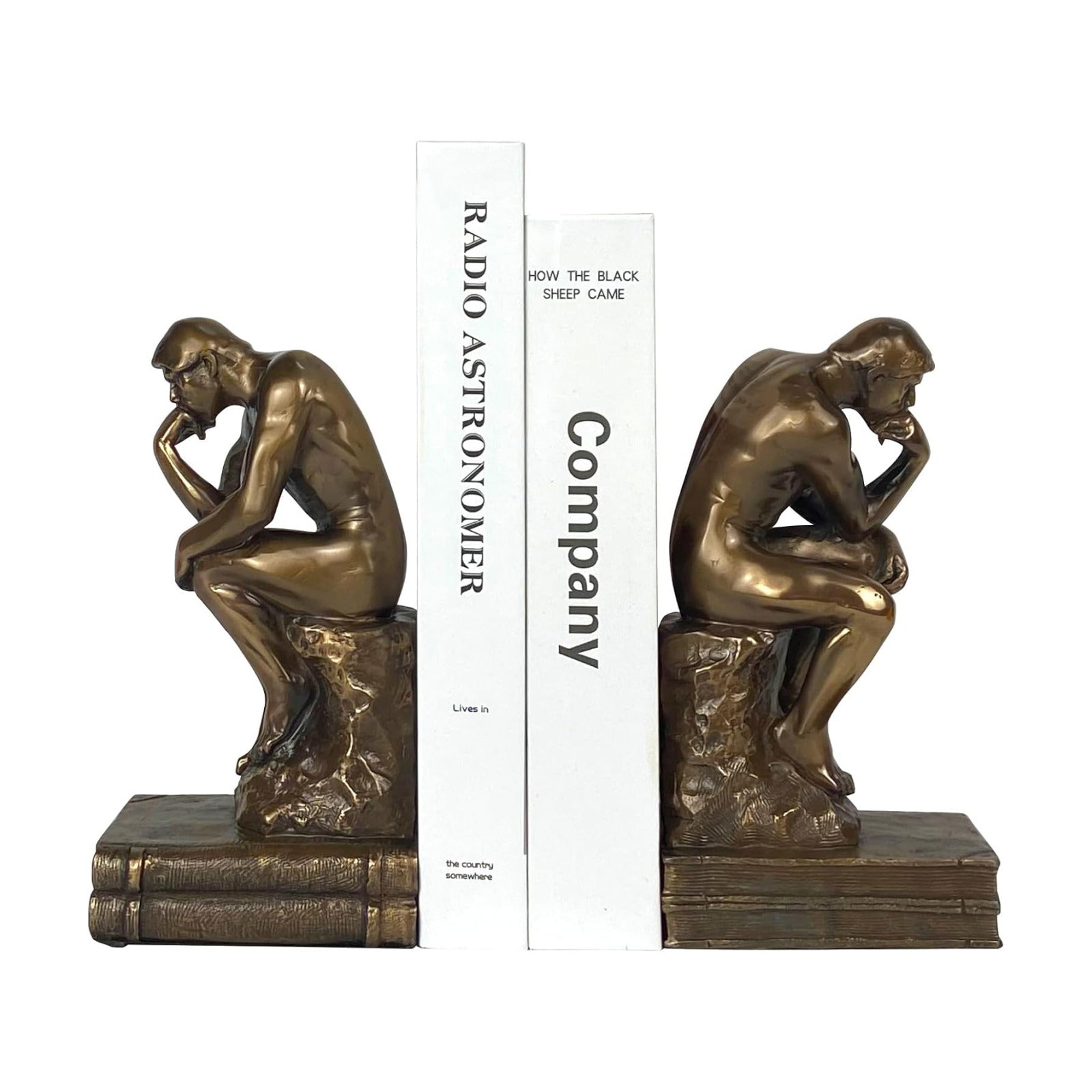 Cool Bookends Decorative Unique Book Ends Book Stopper The Thinker Statue / Gold / Set of 2