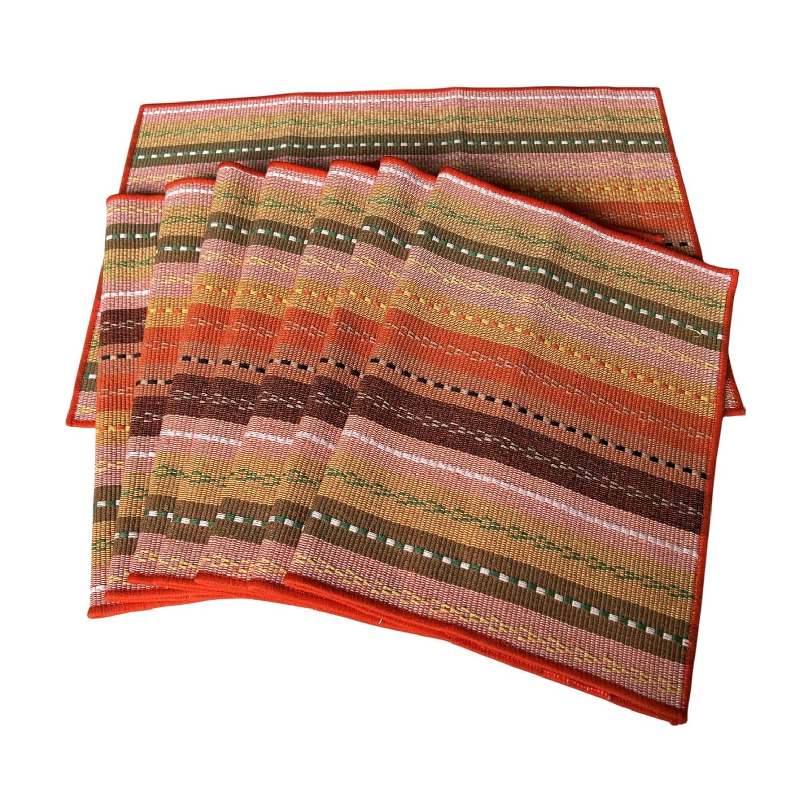 WAZAIGUR Hand Woven Cotton Placemats Set of 8, Orange | Indoor/Outdoor, Fabric, Non Slip, Colorful Place Mats Braided