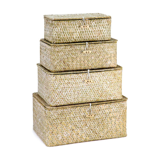 Seagrass Basket Set / 4-Piece Rattan Wicker Storage Baskets in Assorted Sizes