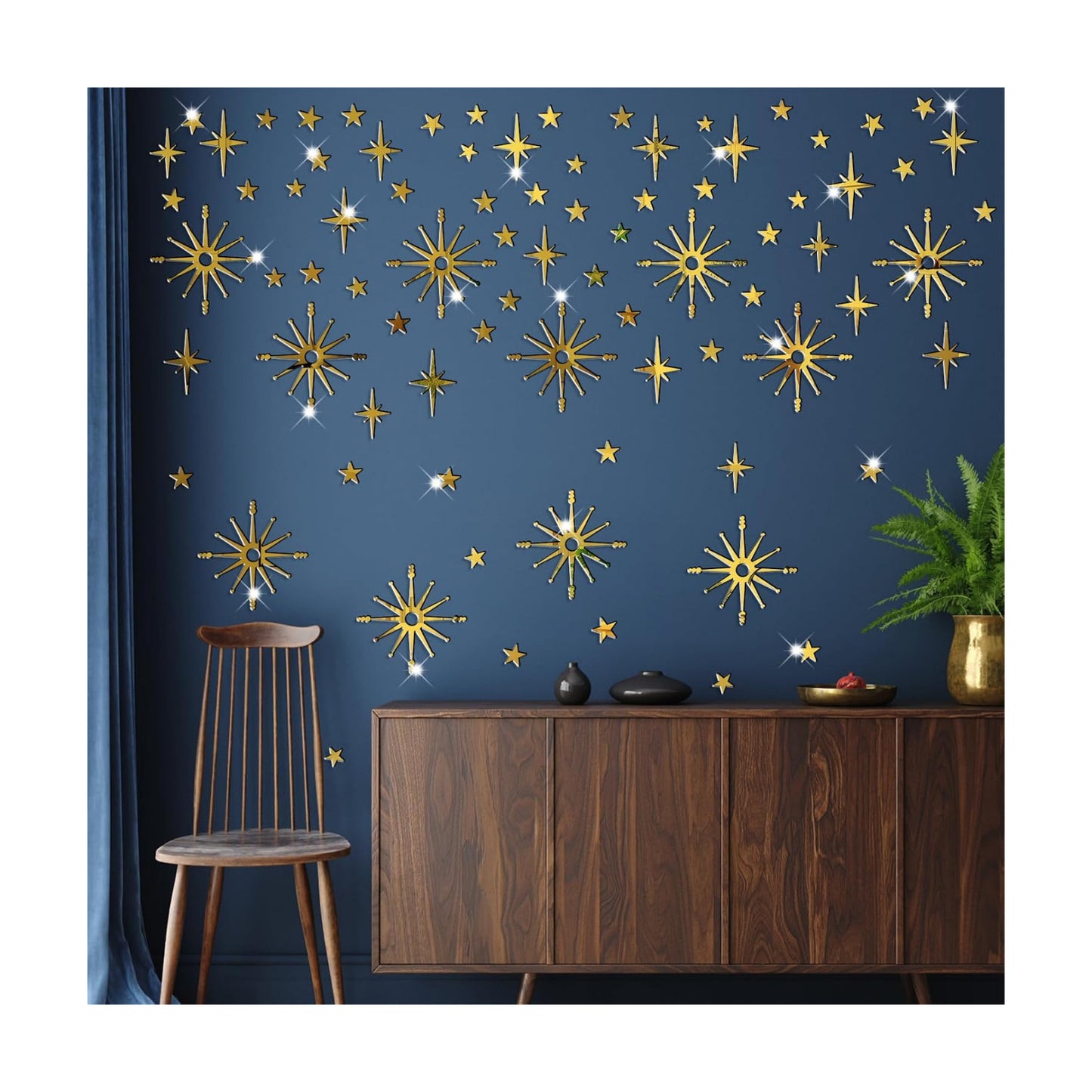 Star Wall Decals Gold Stars Stickers Ceiling Decor Removable Acrylic Mirror Decal Peel / Retro Gold
