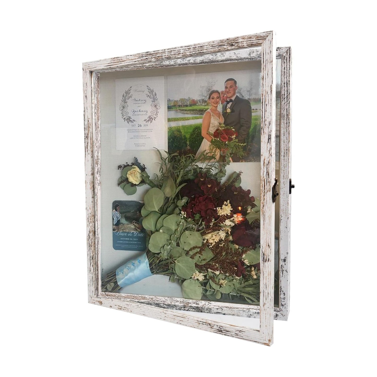 13x16 Wedding Bouquet Shadow Box Display Case,,White | 1.5inch Shadow Box Picture Frame,Wedding Bouquet Memorabilia