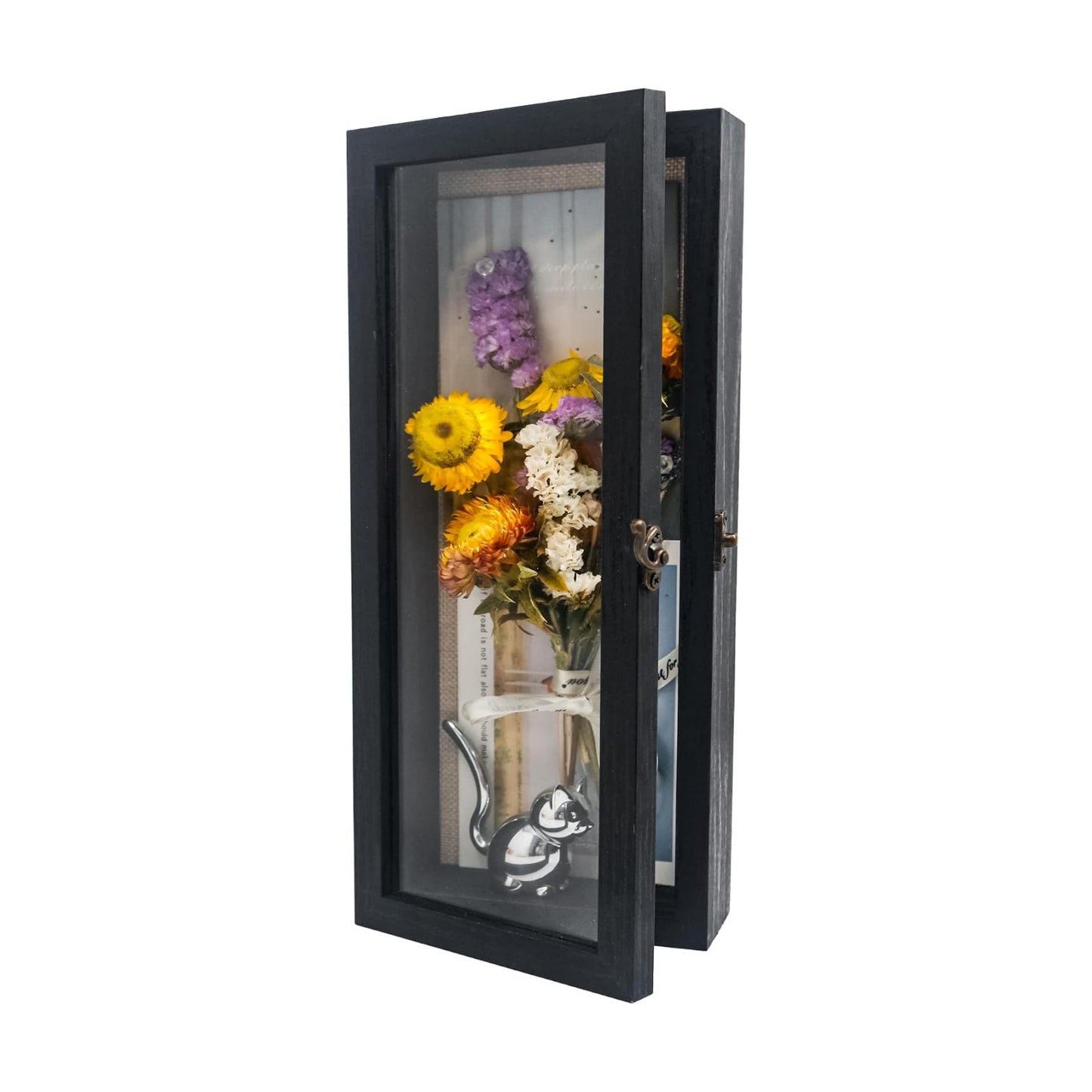 5x12.5 Wall Mounted Shadow Box Frame with Real Glass,Black | 1.5in Display Case for Collectibles,Pictures,Pet
