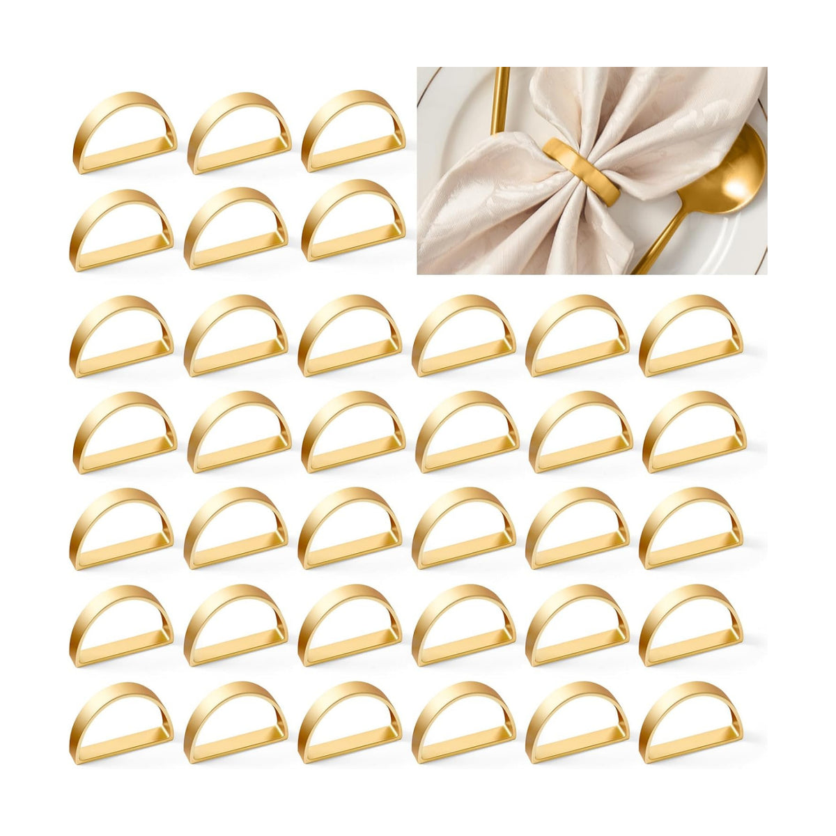 APTWOW Gold Napkin Rings Set of 200, Thanksgiving Christmas Table Decor