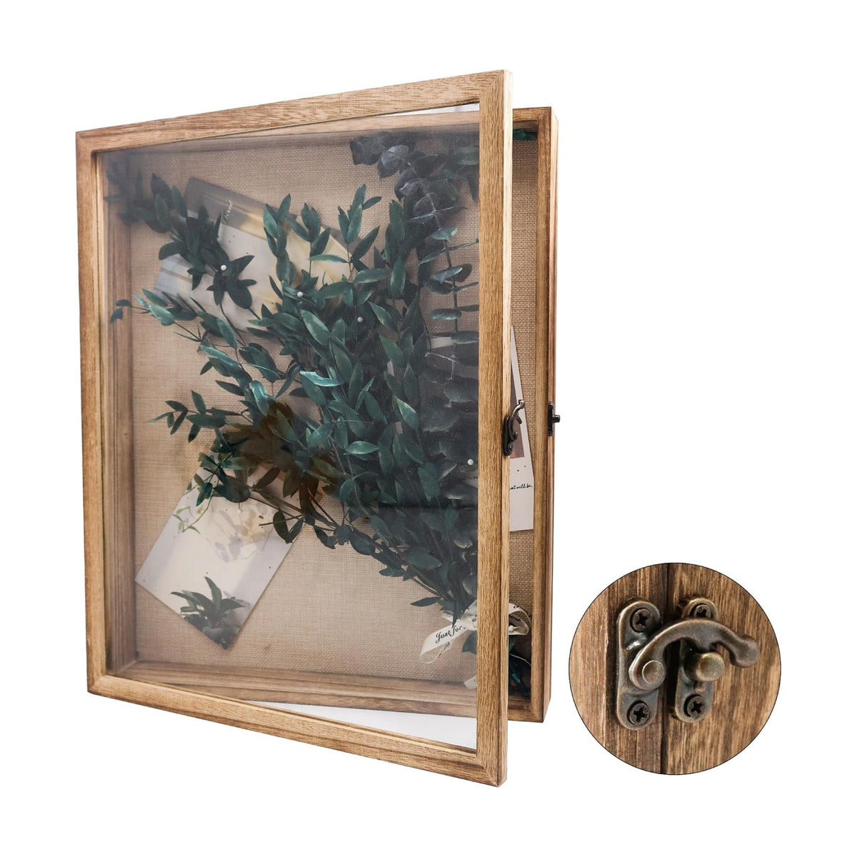 Shadow Box Frame 13x16, Wood Display Boxes with Linen Back | Large Shadow Box with Paulownia Wood and Real Glass Cover