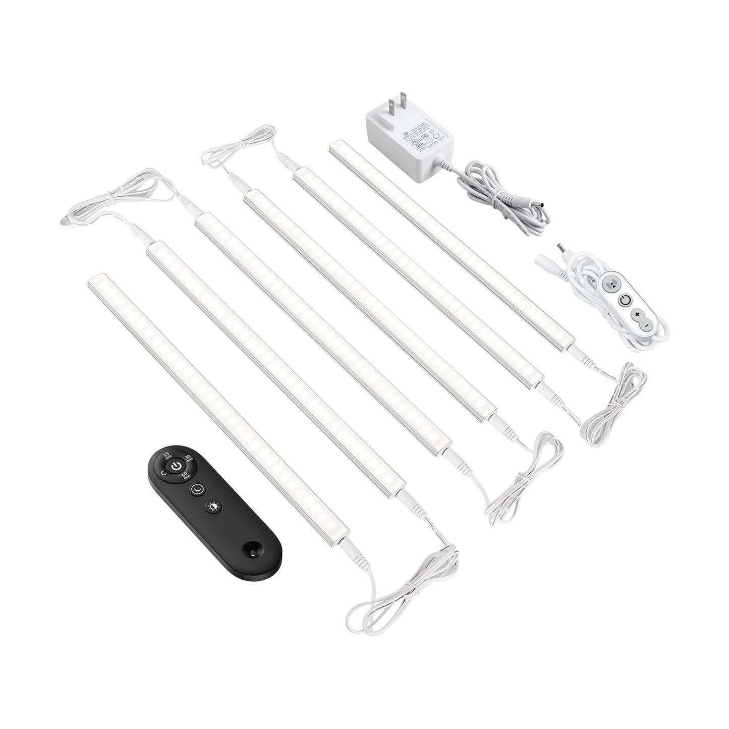 Remote Control Under Cabinet Led Light Plug in, Dimmable Daylight White 4500K, 6 Pack 12 inch Linkable Under Counter