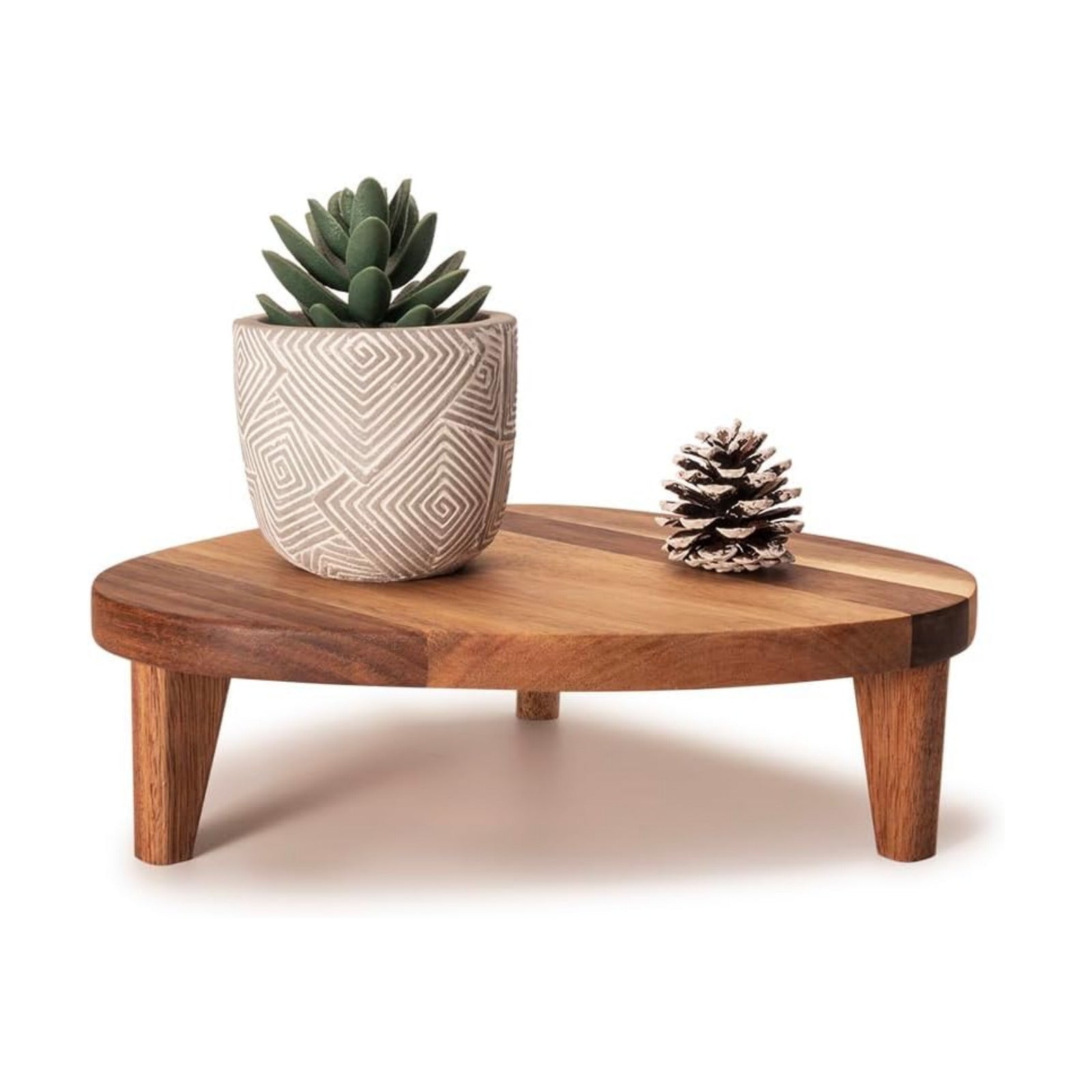 Acacia Wood Corner Pedestal Stand Triangle Decorative Farmhouse Wood Riser for Display Wooden Stand