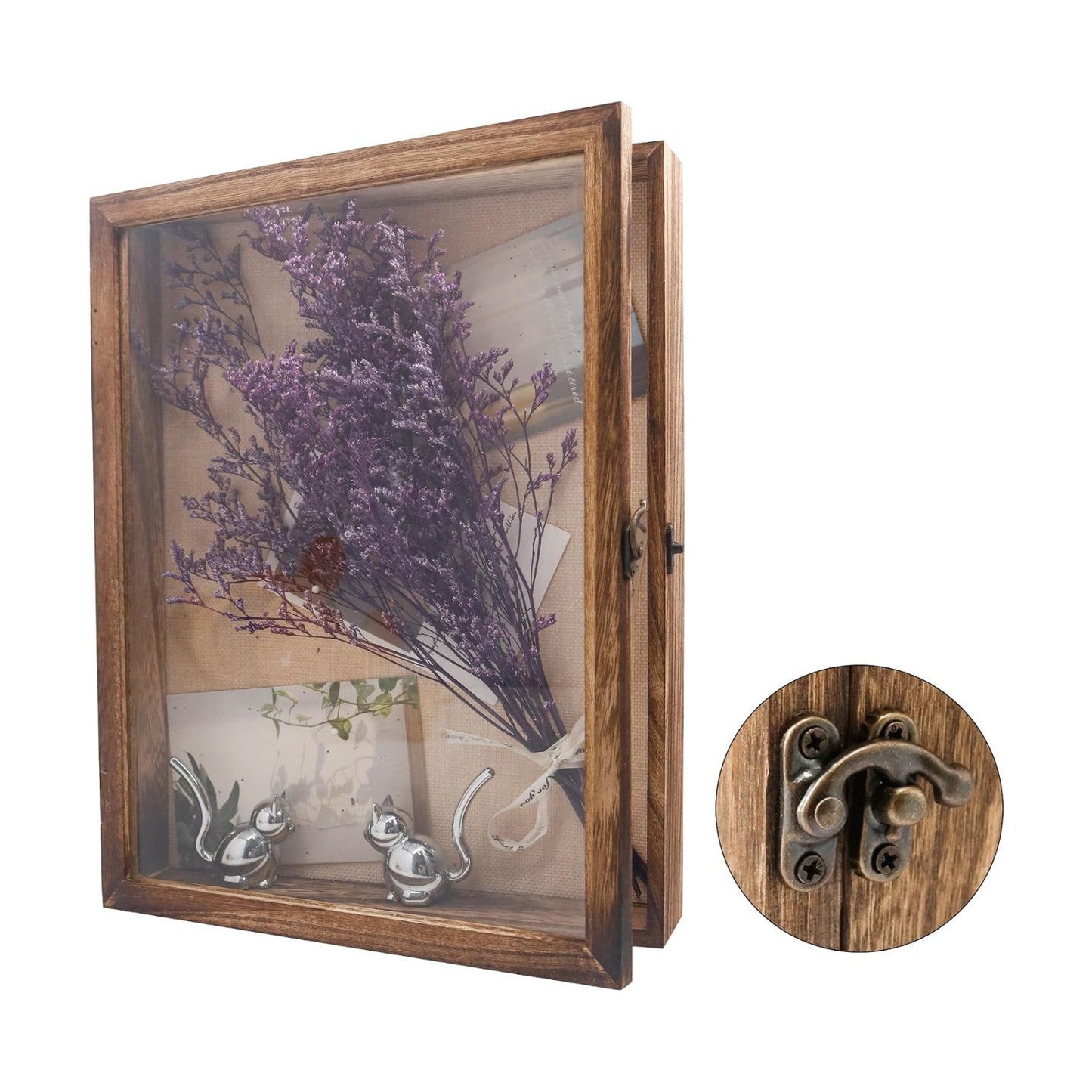 Shadow Box Frame 11x14, Wood Display Boxes with Linen Back | Large Shadow Box with Paulownia Wood and Real Glass Cover