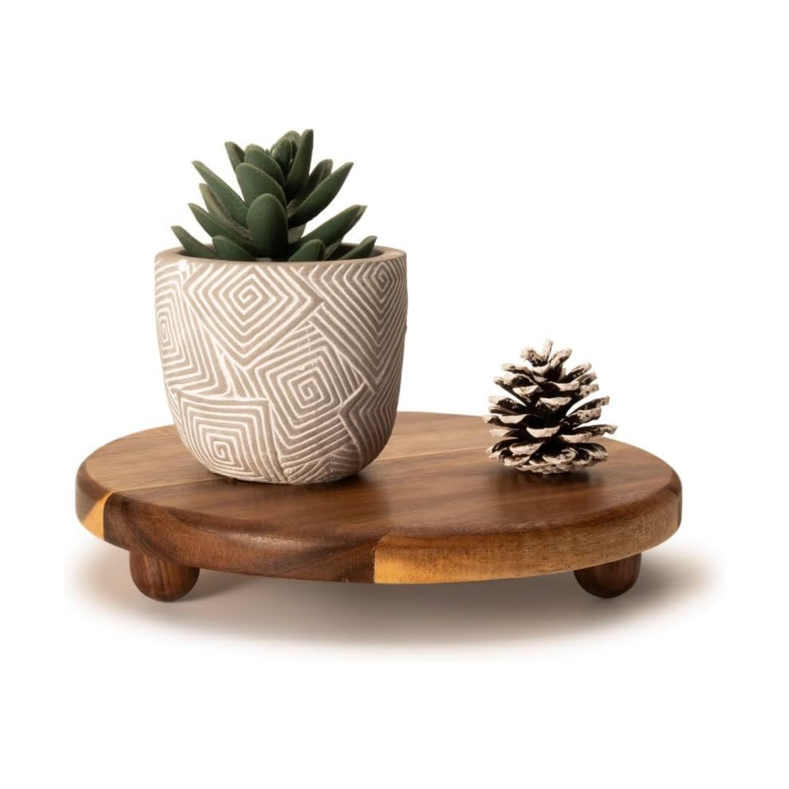 Small Round Acacia Wood Pedestal Stand Decorative Farmhouse Wood Riser for Display Wooden Stand Soap