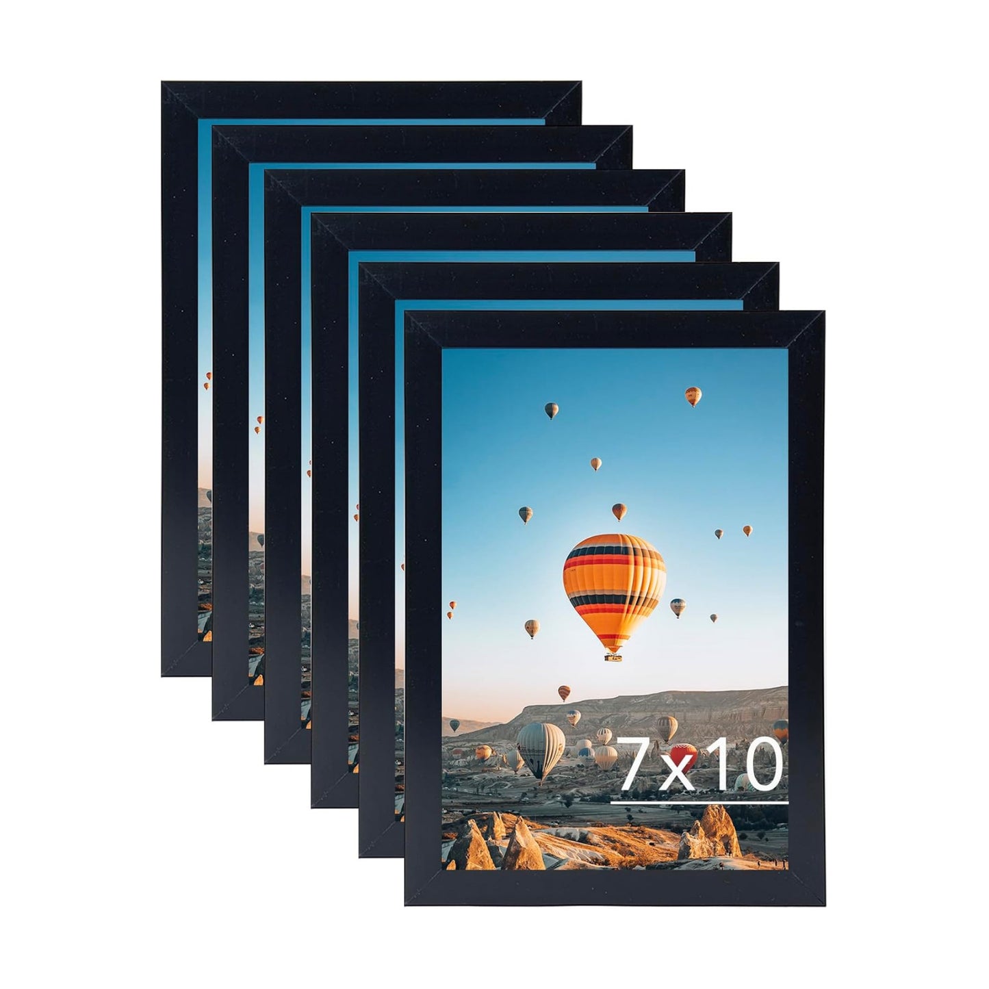 JCJMY 7x10 Picture Frame Set of 6 Black for Wall Hanging or Tabletop- Wall Mounting Horizontally or Vertically, 7 x 10