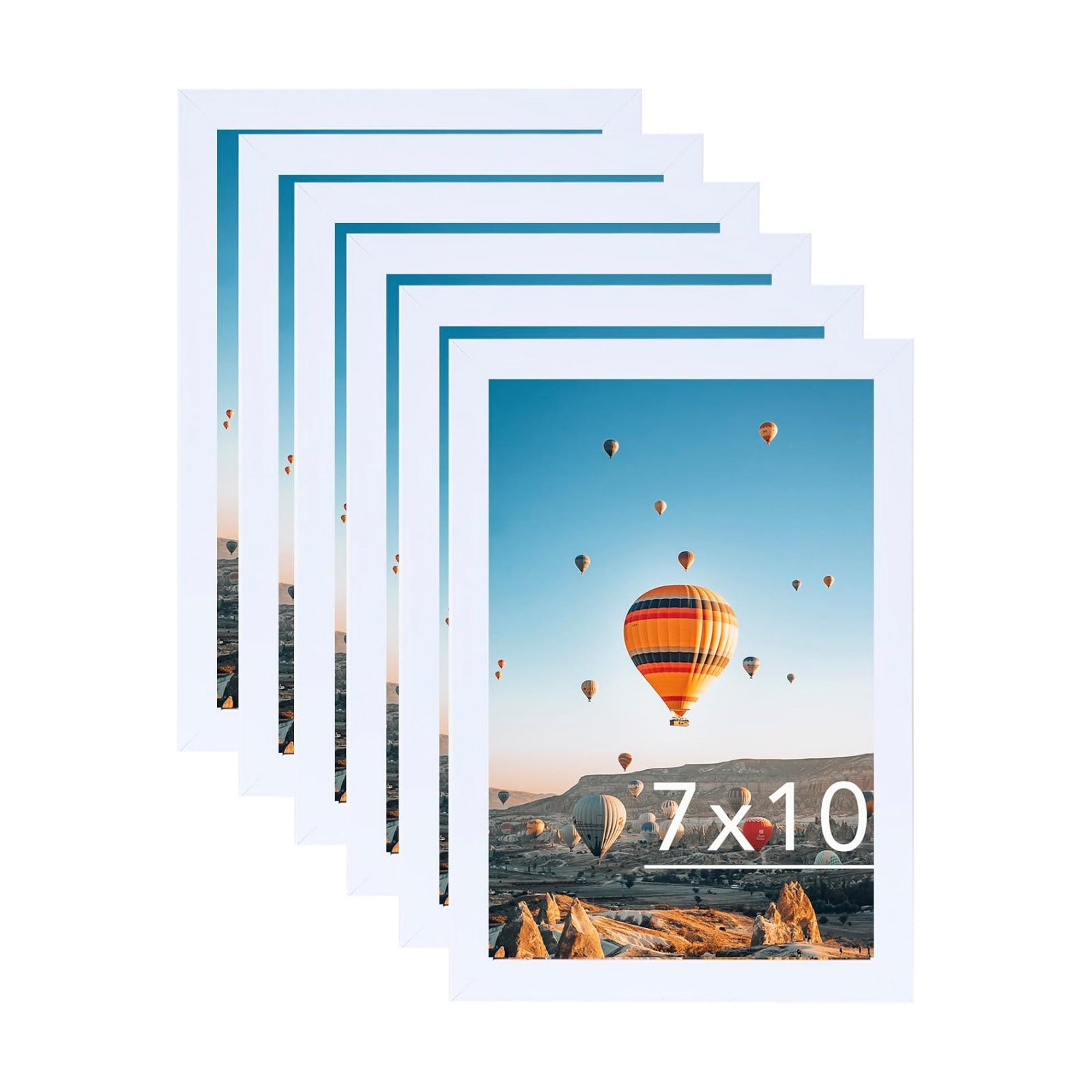 JCJMY 7x10 Picture Frame Set of 6 White for Wall Hanging or Tabletop- Wall Mounting Horizontally or Vertically, 7 x 10