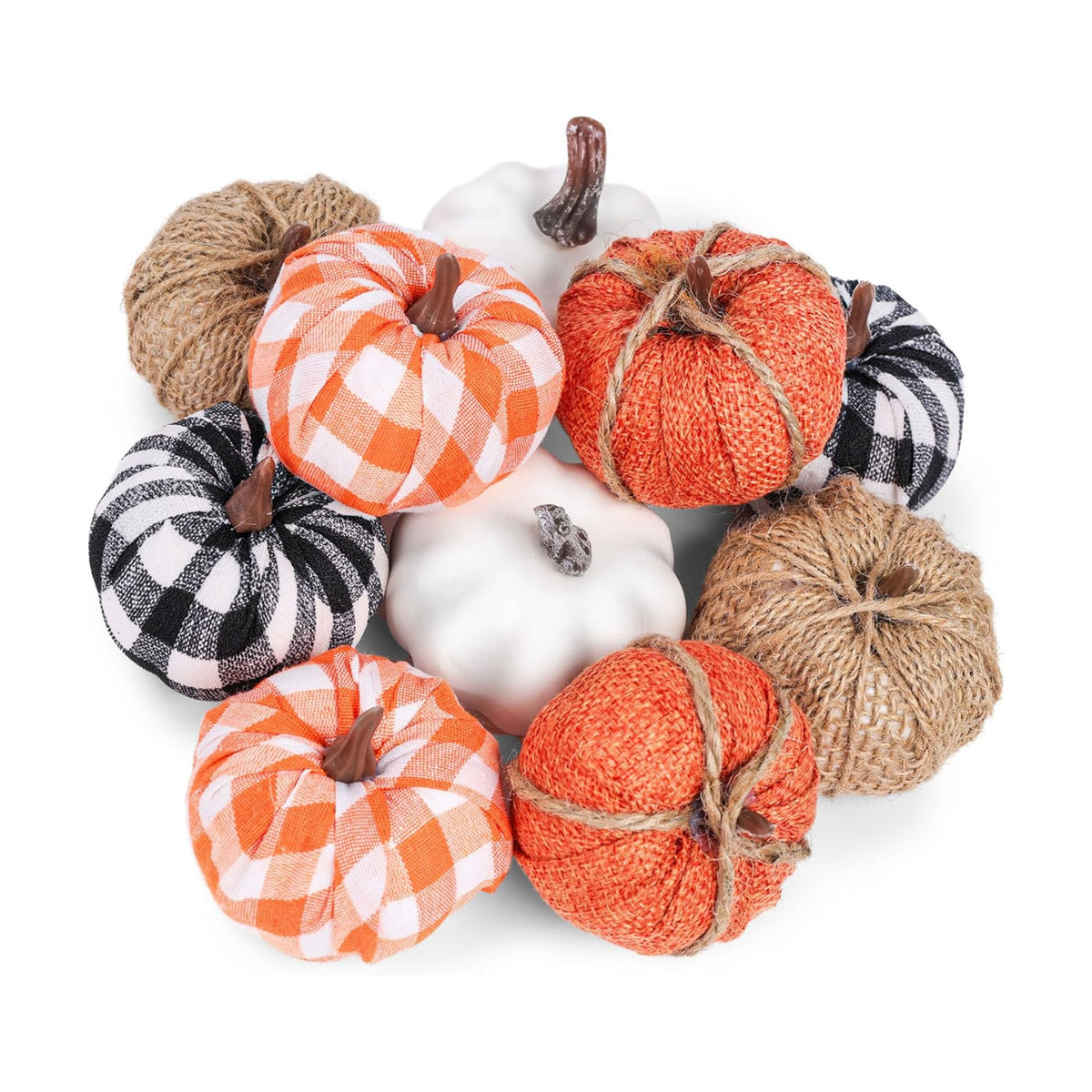 HAKACC 10 PCS Artificial Pumpkins, Fall Fabric Pumpkins Decor
