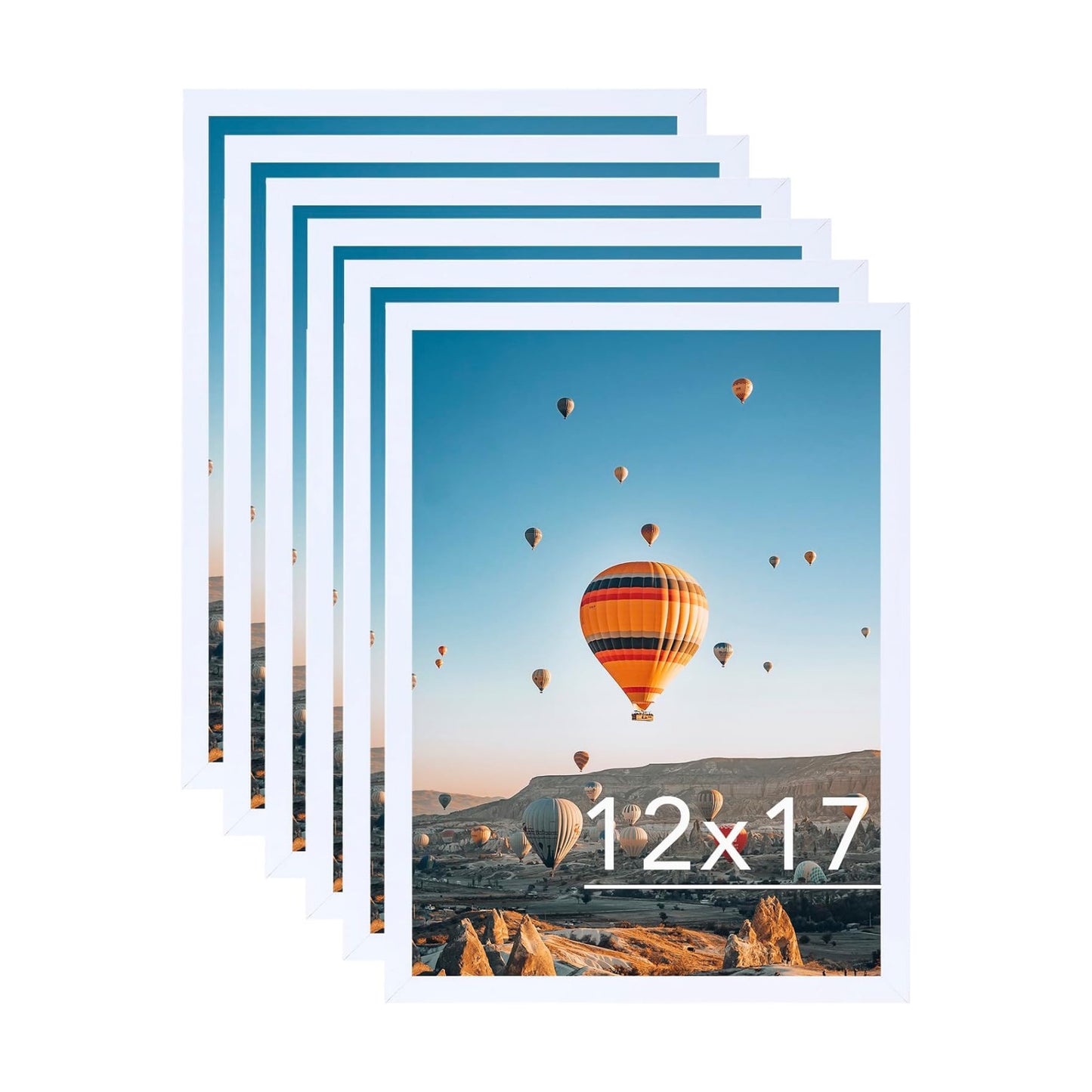 JCJMY 12x17 White Picture Frame Set of 6, Horizontal and Vertical Formats for Wall Hanging, 12 x 17 Wall Gallery Poster
