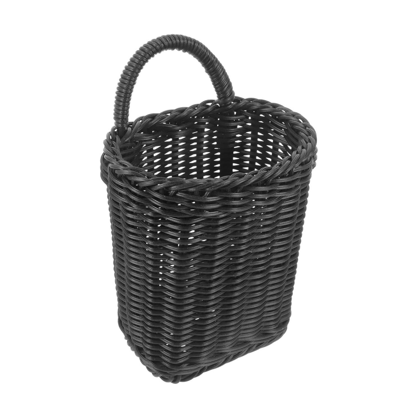 Plastic Wicker Storage Basket Nordic Style Hanging Organizer / Black