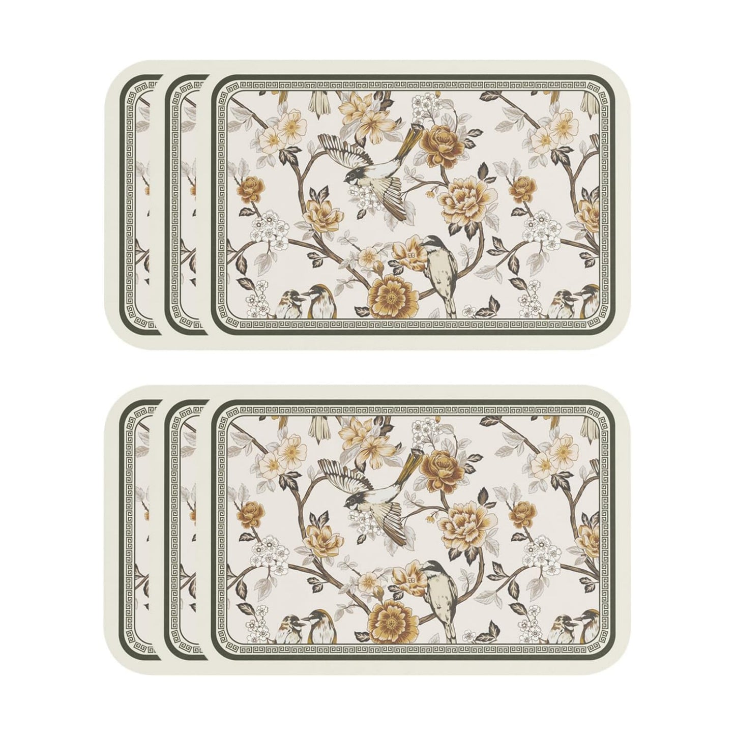 Vinyl Waterproof Placemats Set of 6 Rectangular,12"*17"-Murad A | Wipeable Beautiful Print Place Mats,Stain