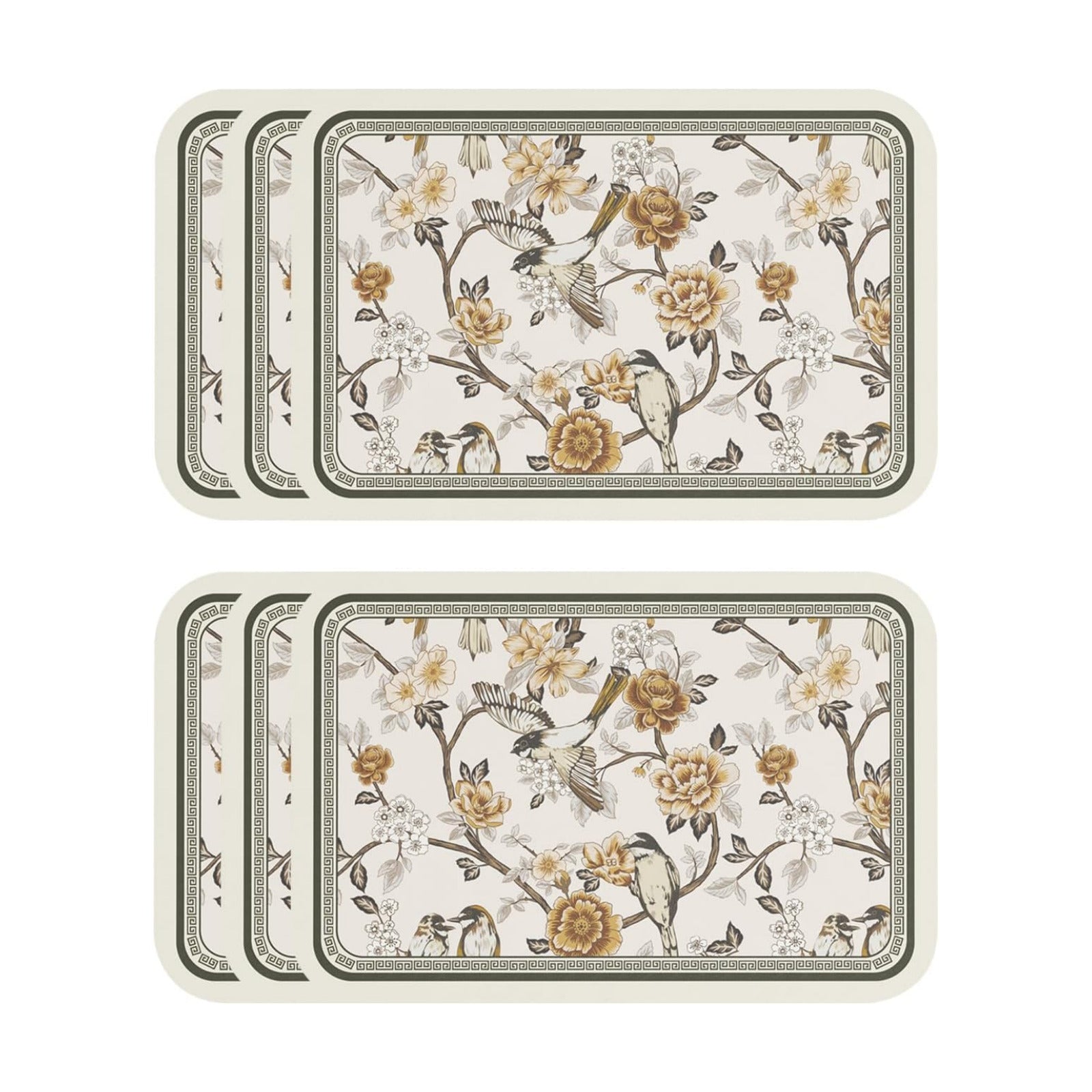 Vinyl Waterproof Placemats Set of 6 Rectangular,12"*17"-Murad A | Wipeable Beautiful Print Place Mats,Stain