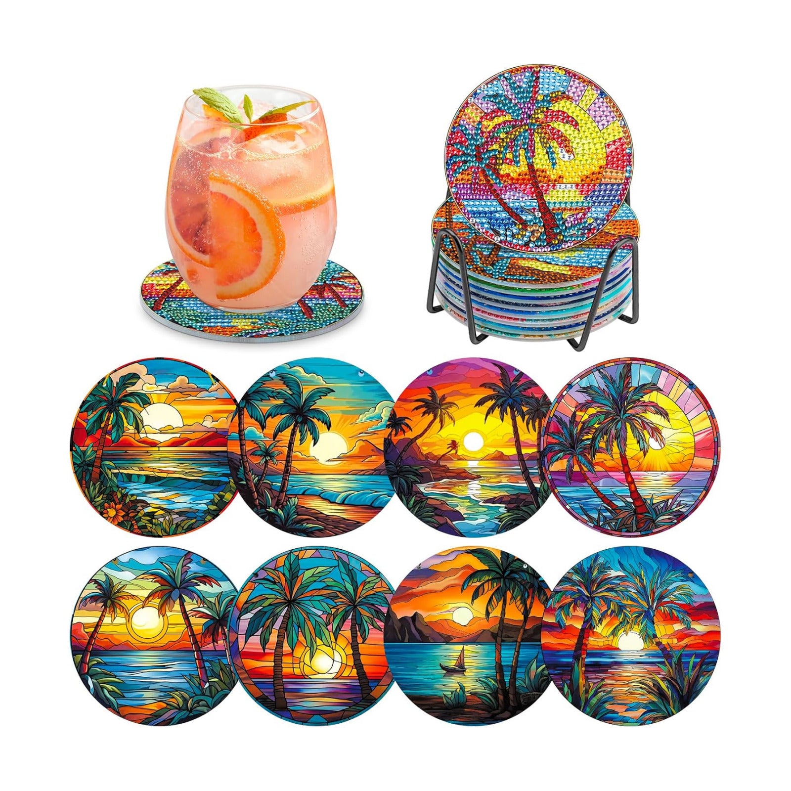 Holder / Diamond Art Coasters / Landscape / Set of 8