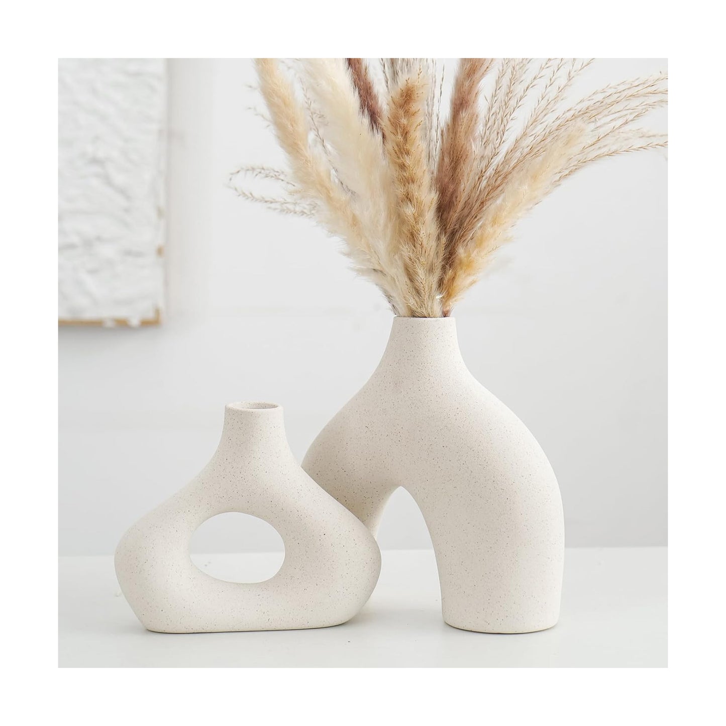 Ceramic Vase for Modern Minimalist Bohemian Decor / Beige / Set of 2