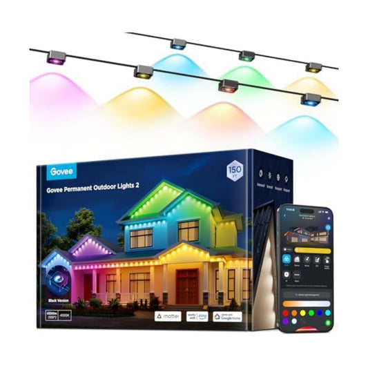 Govee Permanent Outdoor Lights 2, 150ft RGBIC Outdoor Lights with 100 Modes