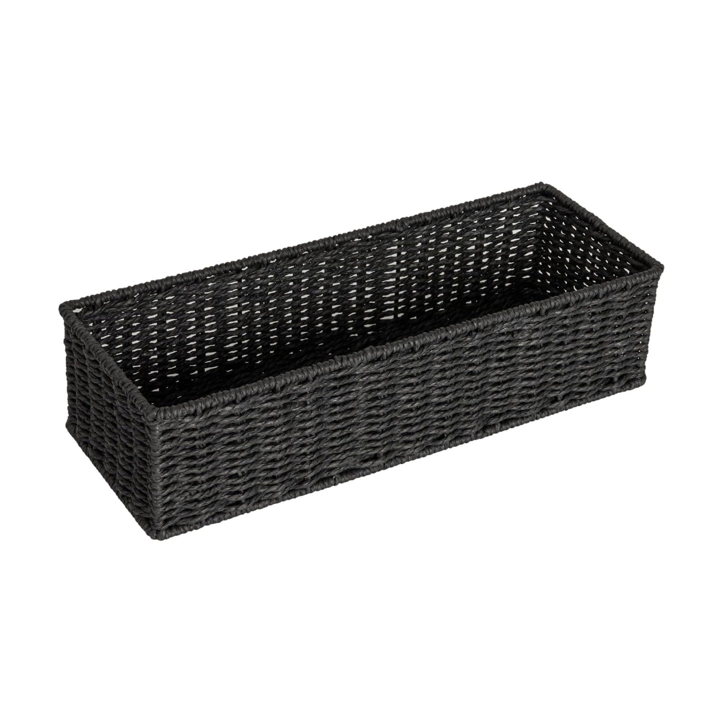 Handwoven Paper Rope Rectangular Storage Basket / Black Paper Rope
