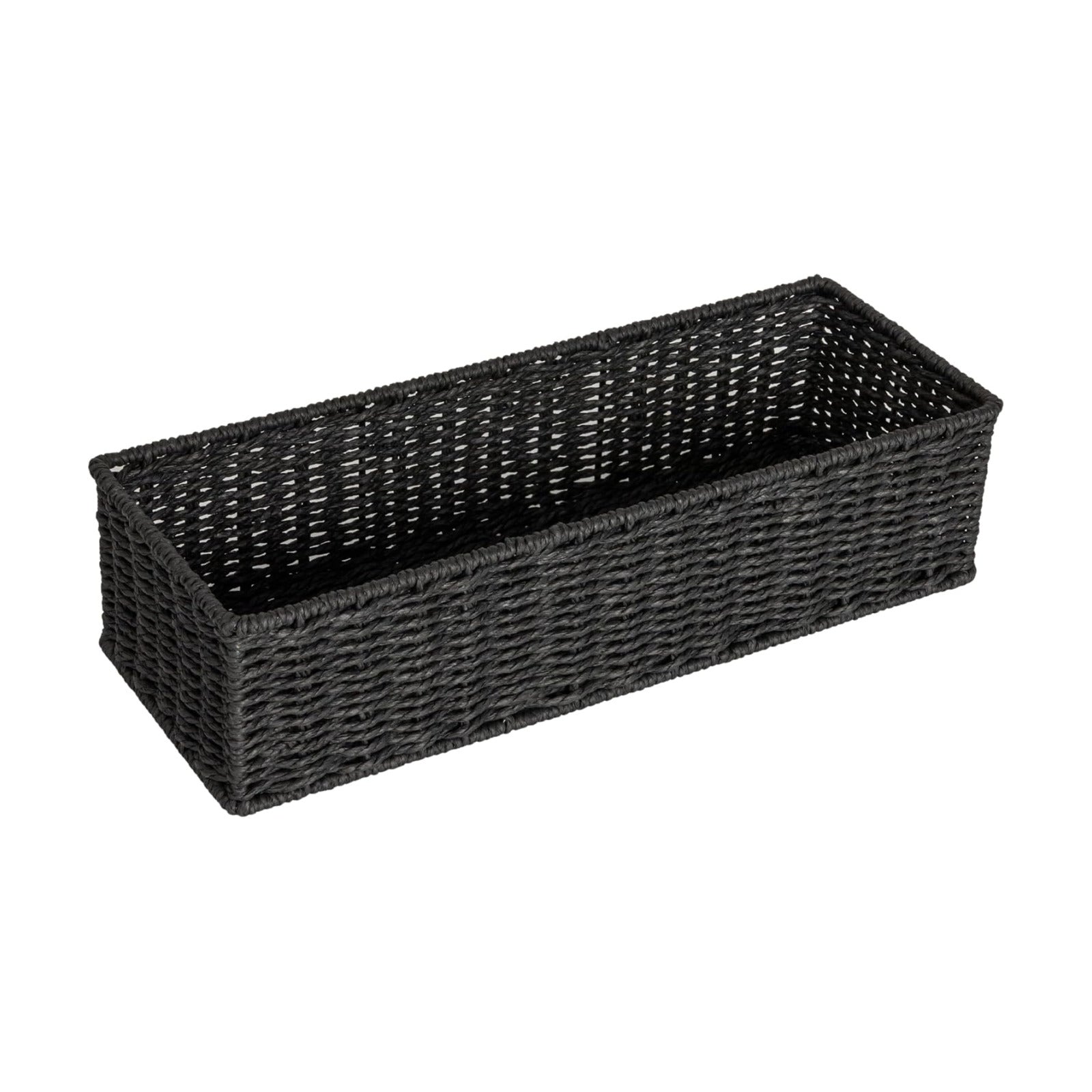 Handwoven Paper Rope Rectangular Storage Basket / Black Paper Rope