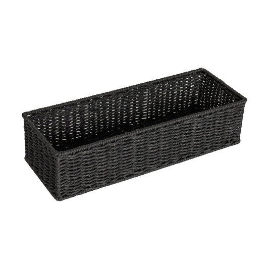 Handwoven Paper Rope Rectangular Storage Basket / Black Paper Rope