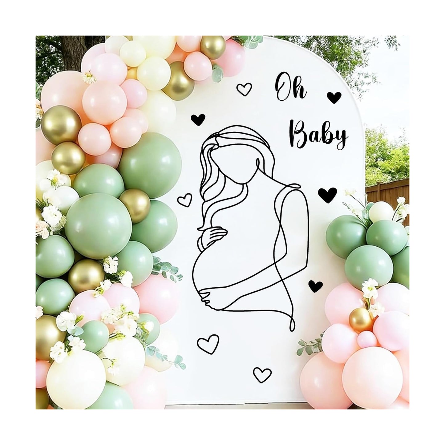 Pregnancy Baby Shower Party Decal Oh Baby Sign Decals for Backdrop Pregnant Gender / Black Baby
