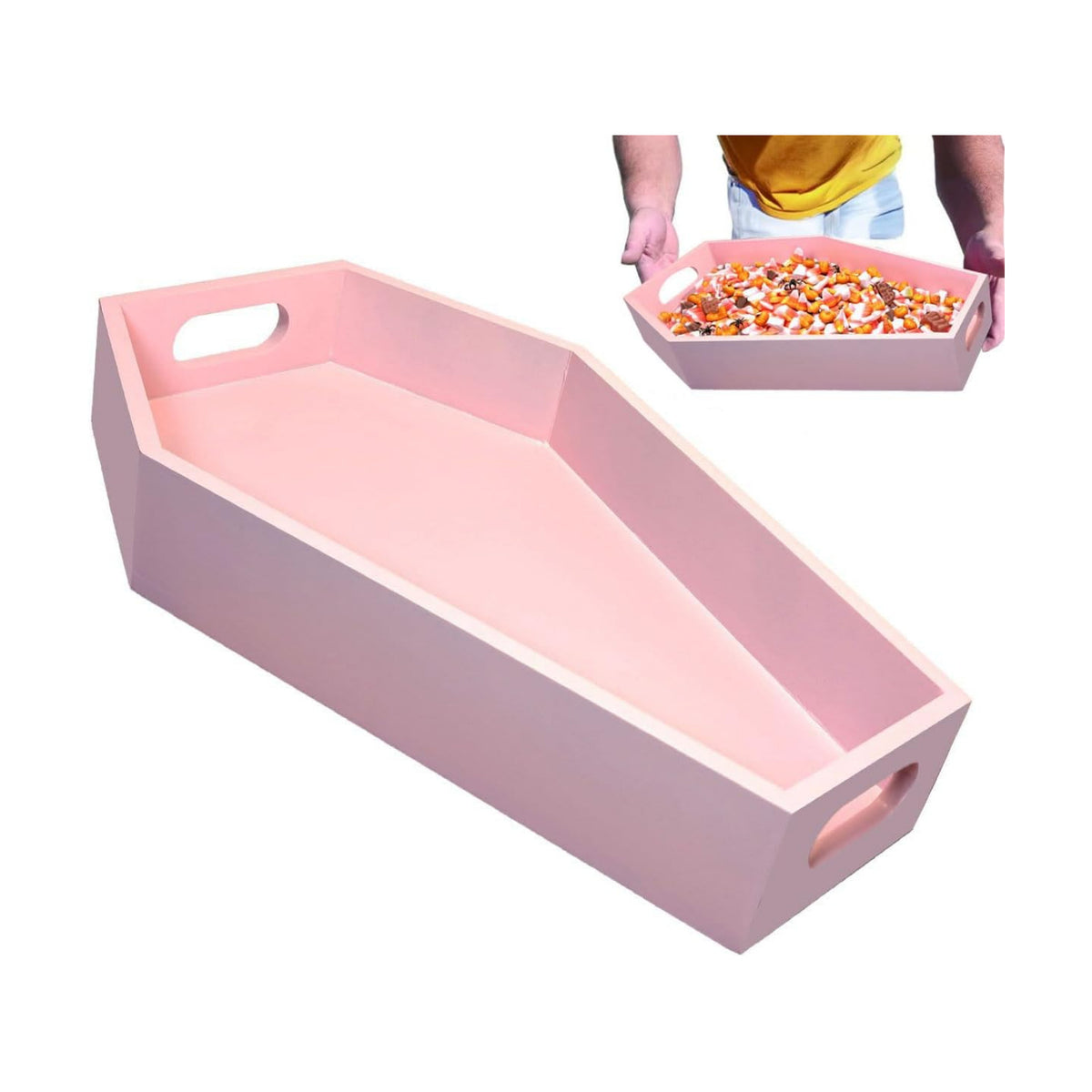 Pink Halloween Decor - Goth Gothic Girly Coffin Charcuterie Board Tray