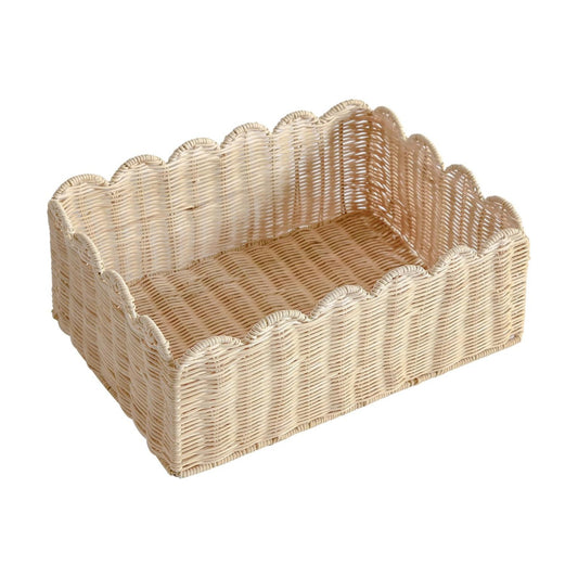 Scalloped Basket / Hand Woven Baskets / Off White / M