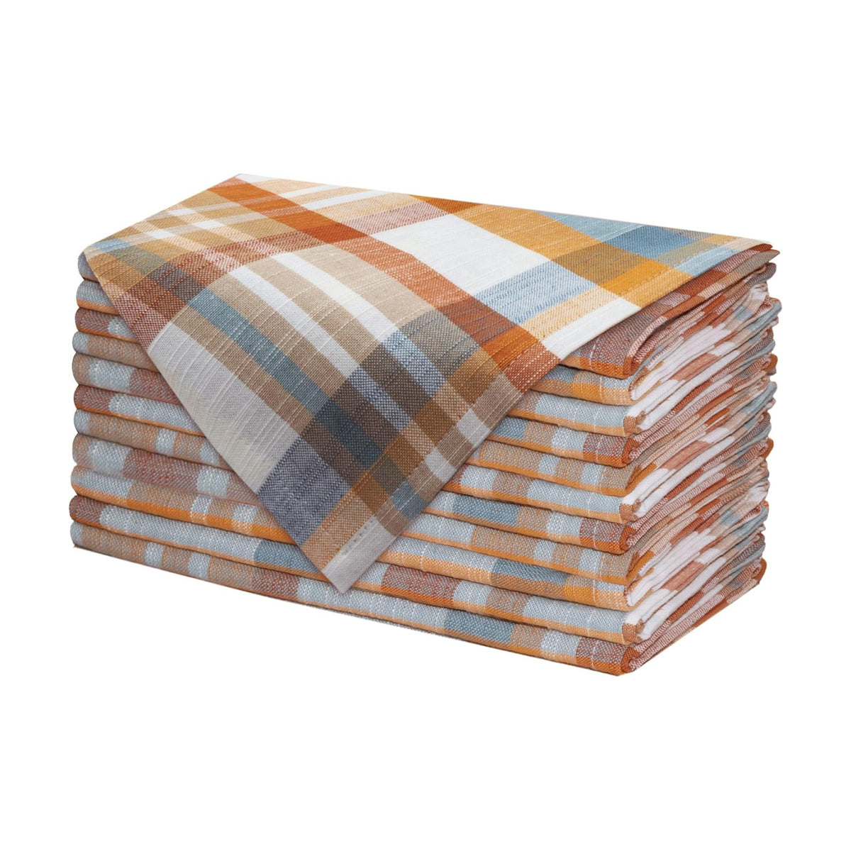 COTTON CRAFT Harvest Plaid Cloth Napkin - 12 Pack 100% Cotton Dinner Napkin