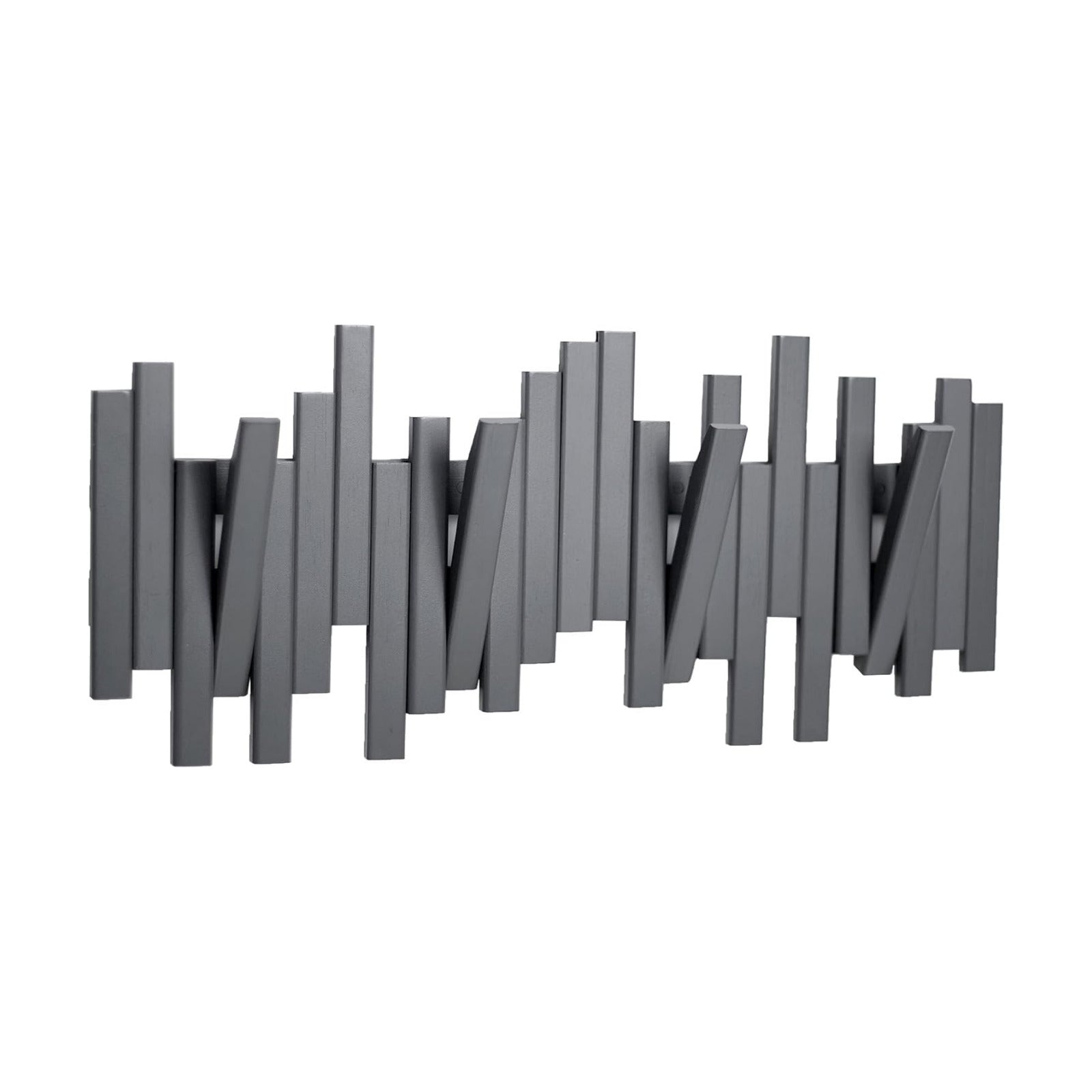 MinBoo Bamboo Multi Hook Coat Rack Modern, Unique, Space-Saving Coat Hanger with 4 Flip-Down Hooks for Hanging Scarves