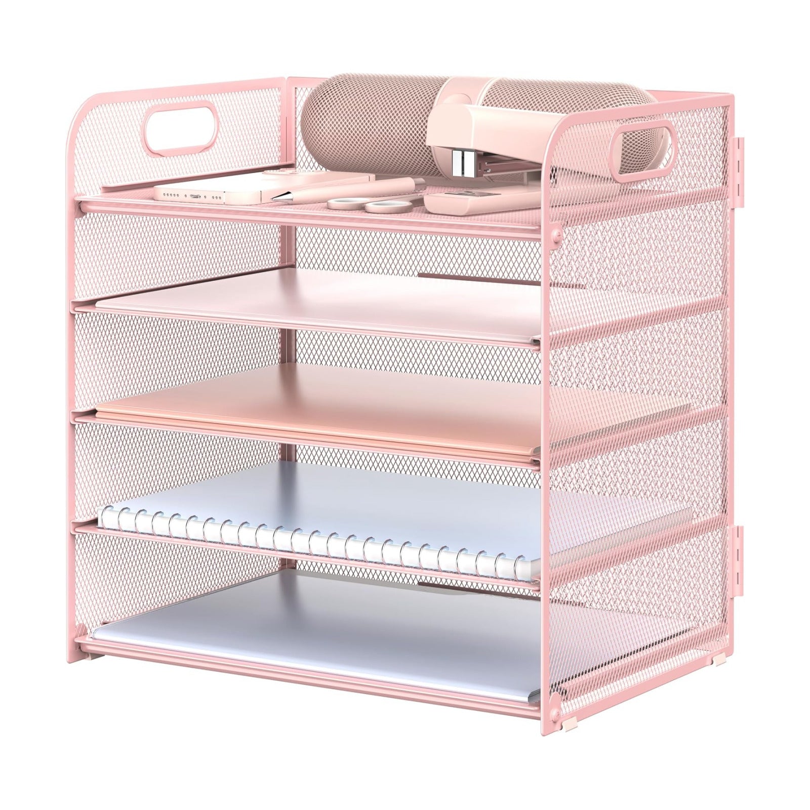 Sinboun Letter Tray Paper Organizer 5-Tier Desk Organizer File Organizer Paper Holder with Handle, Metal Desktop