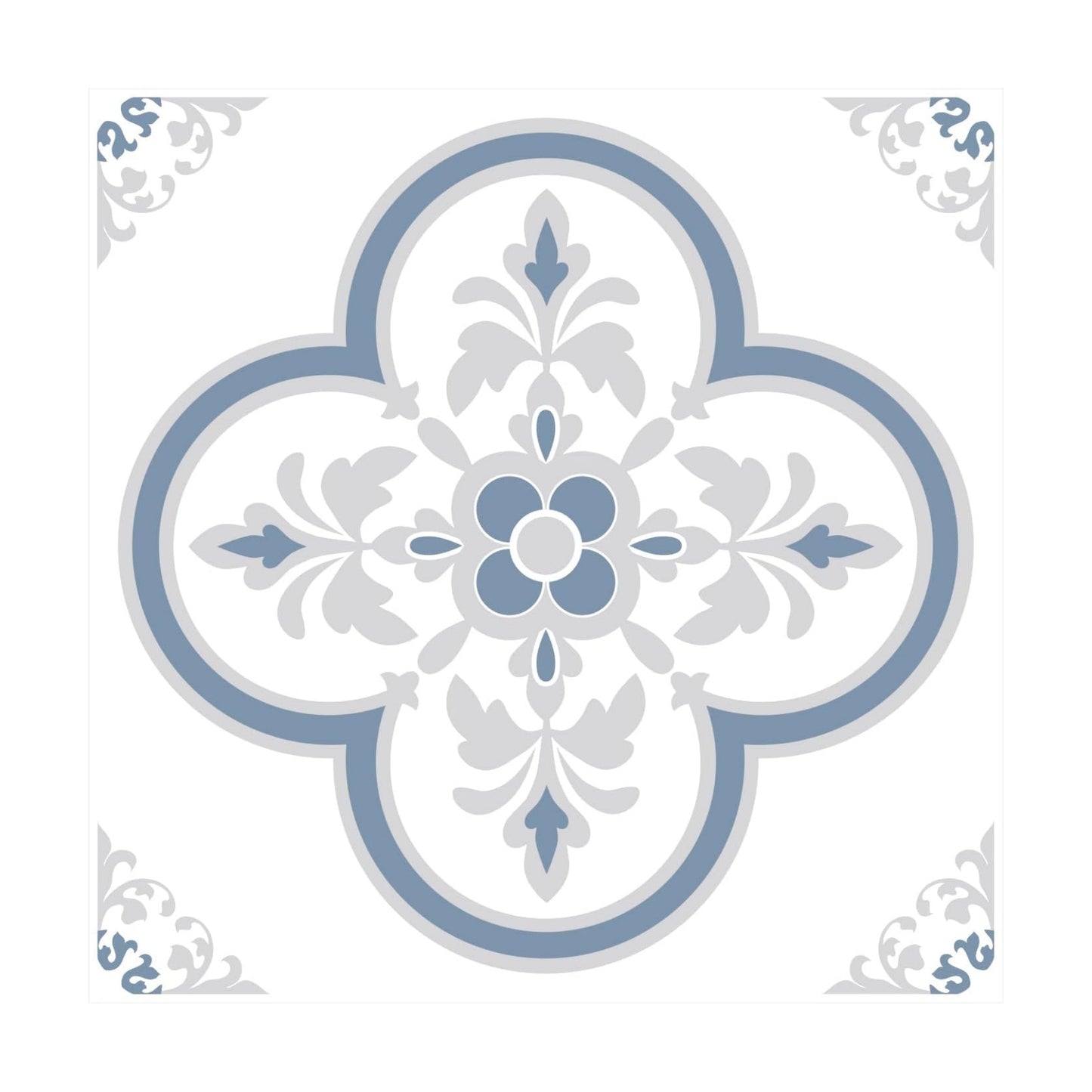 Peel & Stick Tile Stickers Self Adhesive Backsplash Decorative Wall / Gray Flower / Set of 12