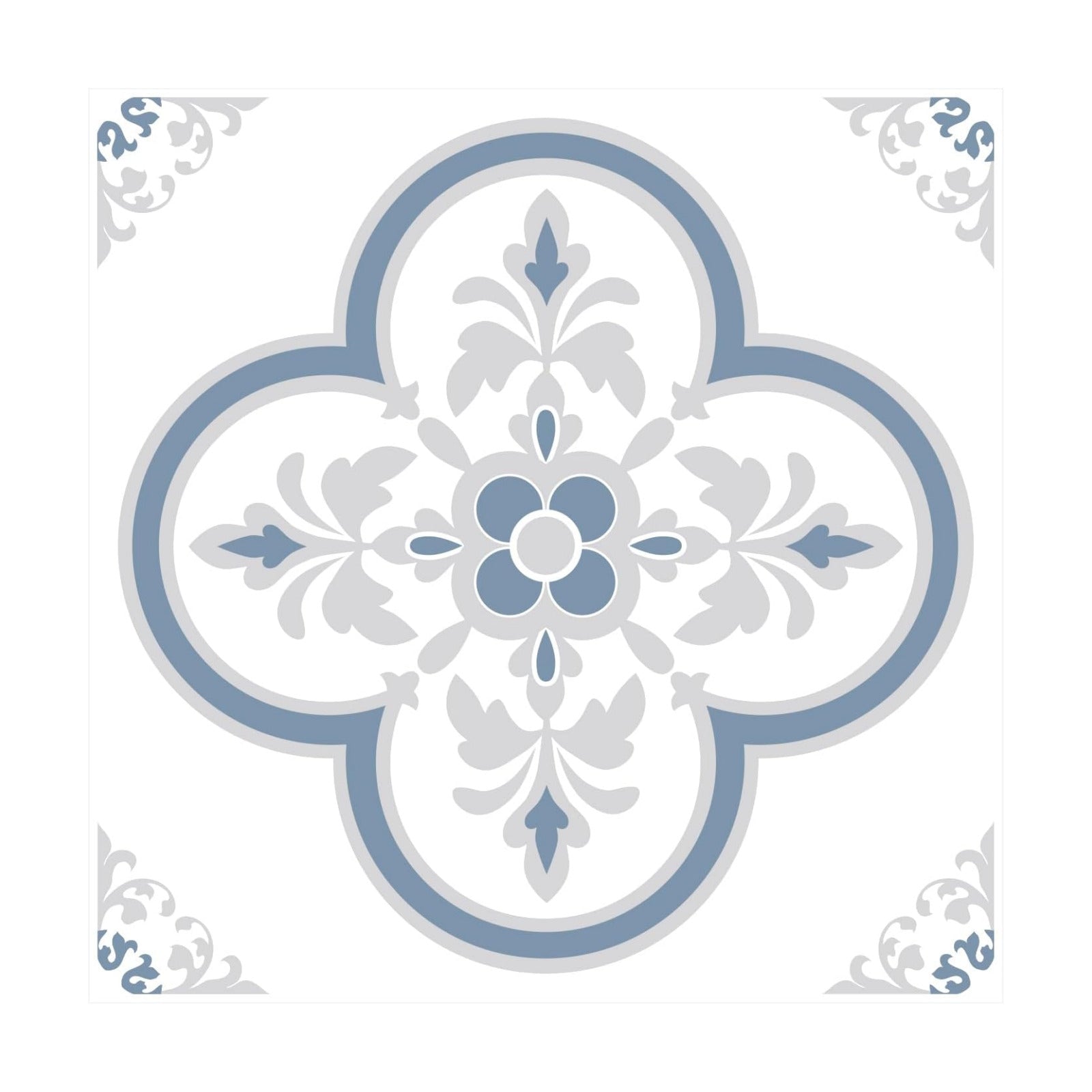 Peel & Stick Tile Stickers Self Adhesive Backsplash Decorative Wall / Gray Flower / Set of 12